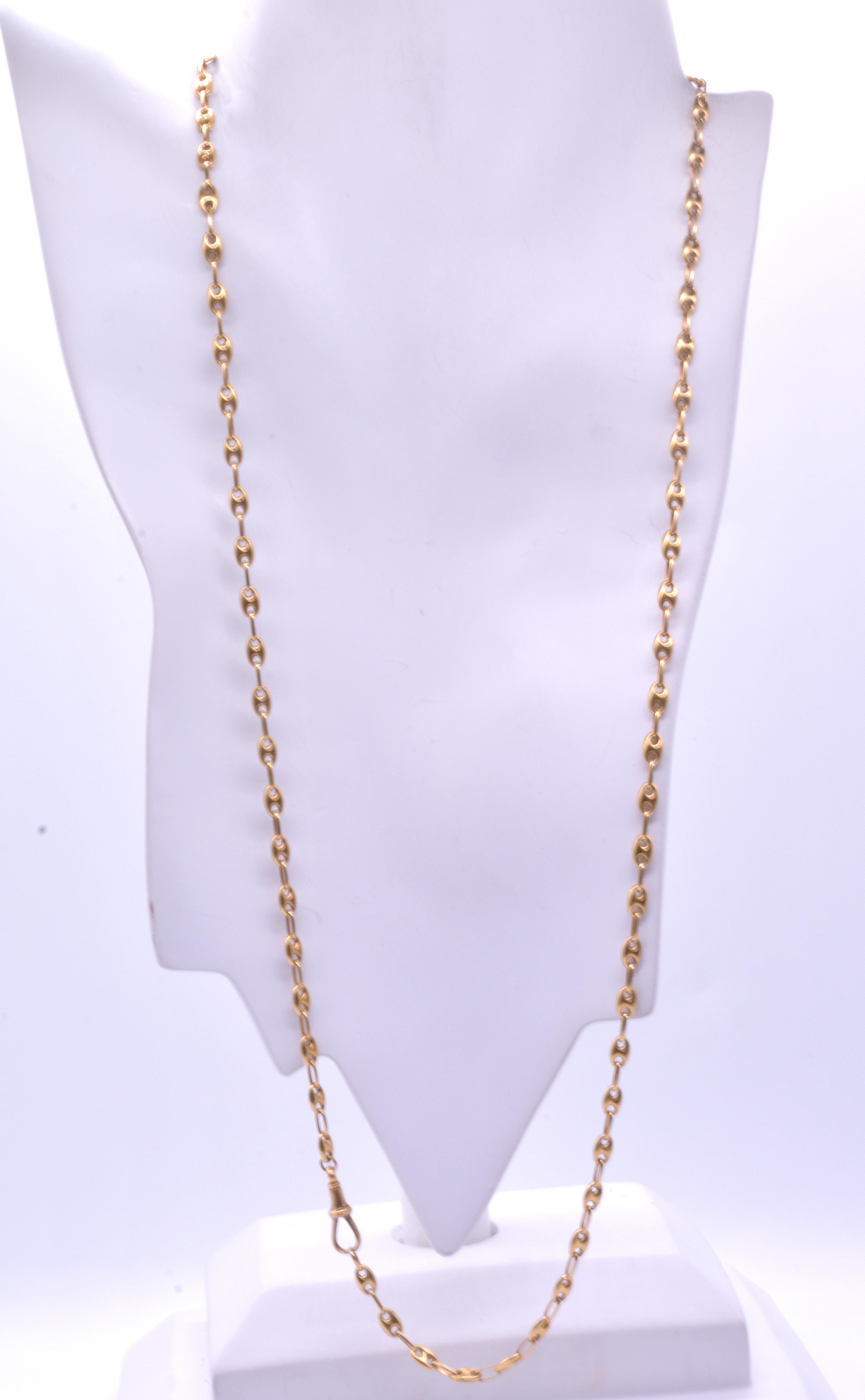 Victorian circa 1880 18 Carat Nautical Anchor Link Necklace with Dog Clip In Excellent Condition In Baltimore, MD
