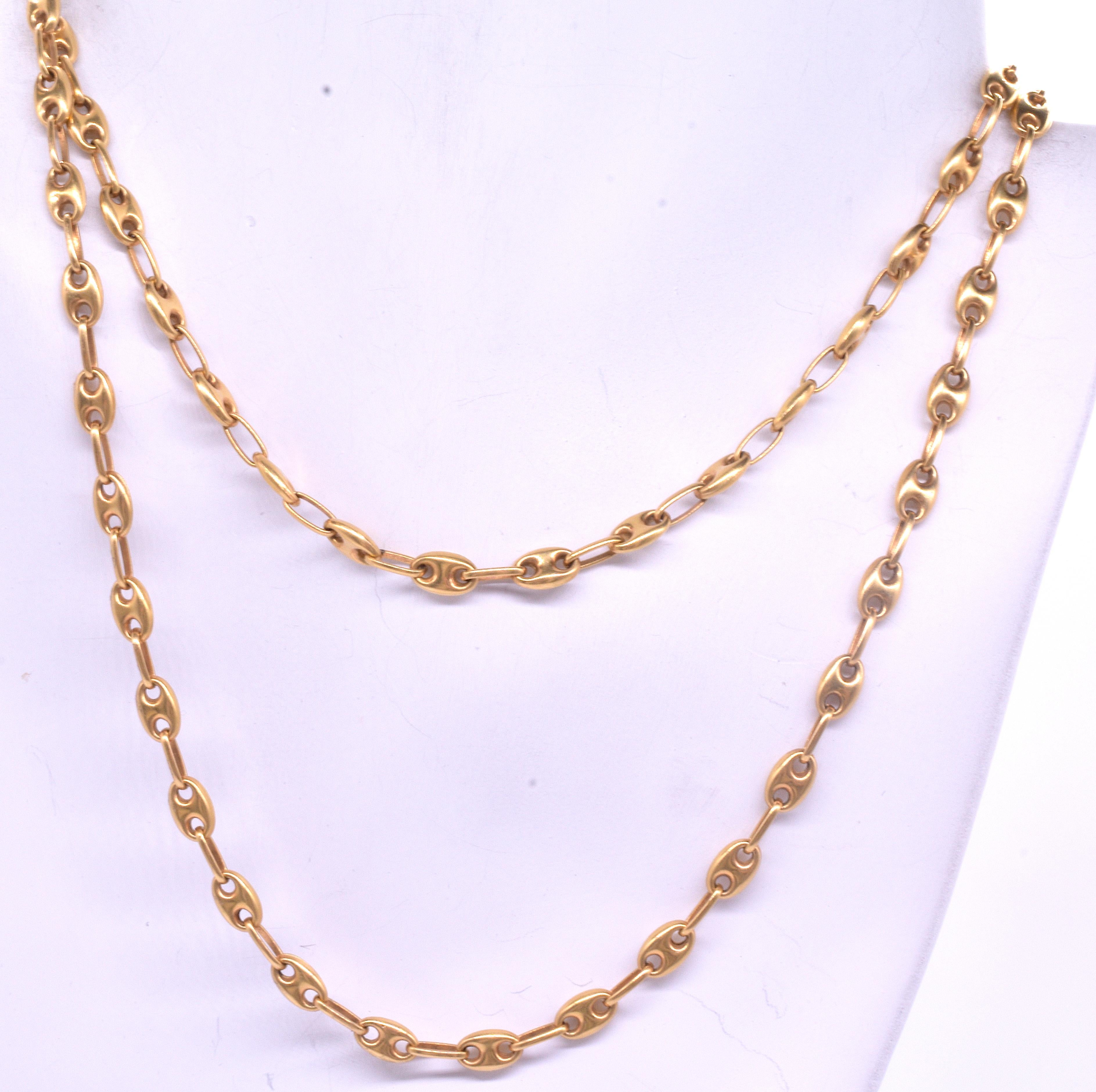 Women's or Men's Victorian circa 1880 18 Carat Nautical Anchor Link Necklace with Dog Clip