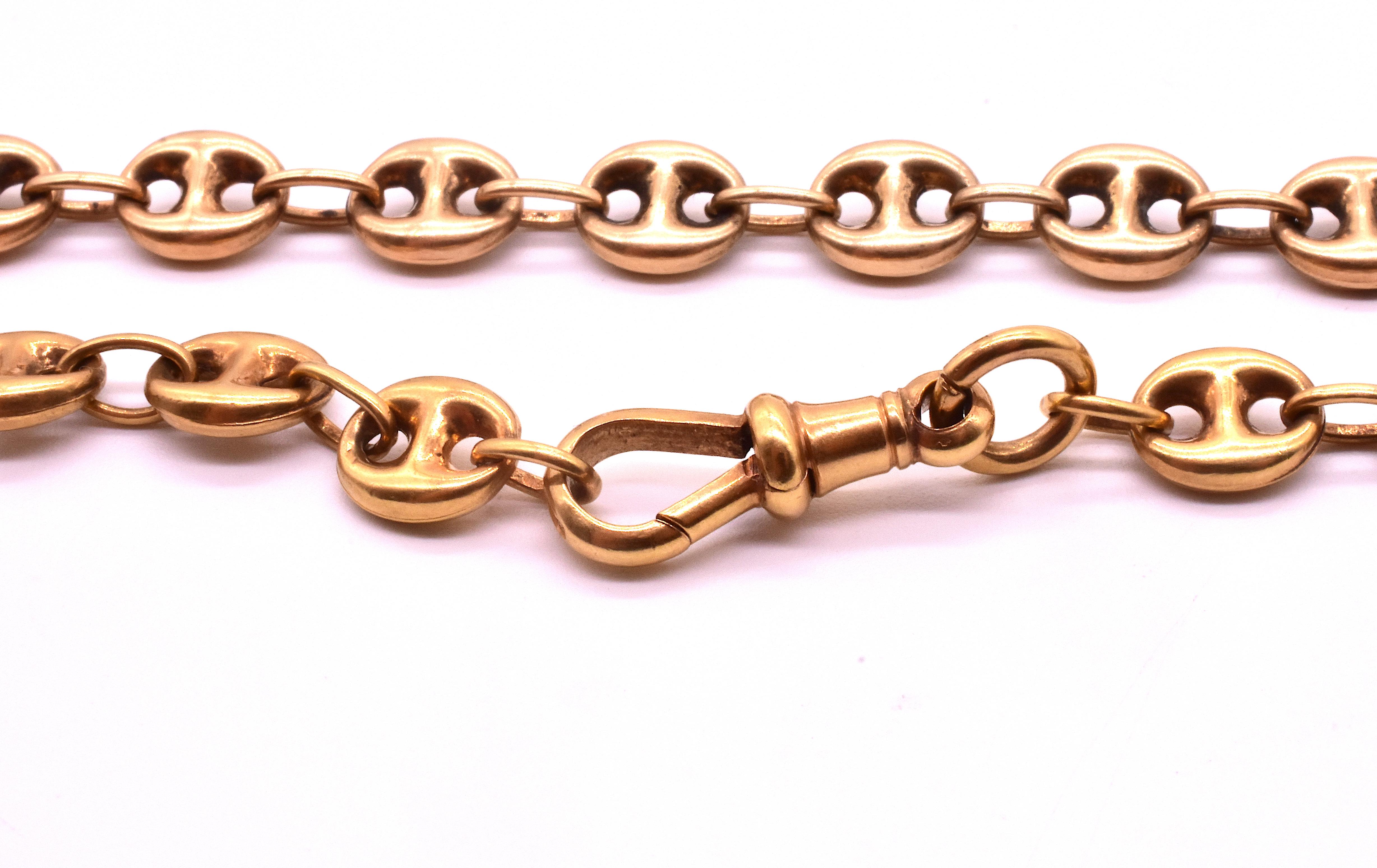 Victorian circa 1880 9 Karat Anchor Link Chain Necklace In Excellent Condition In Baltimore, MD