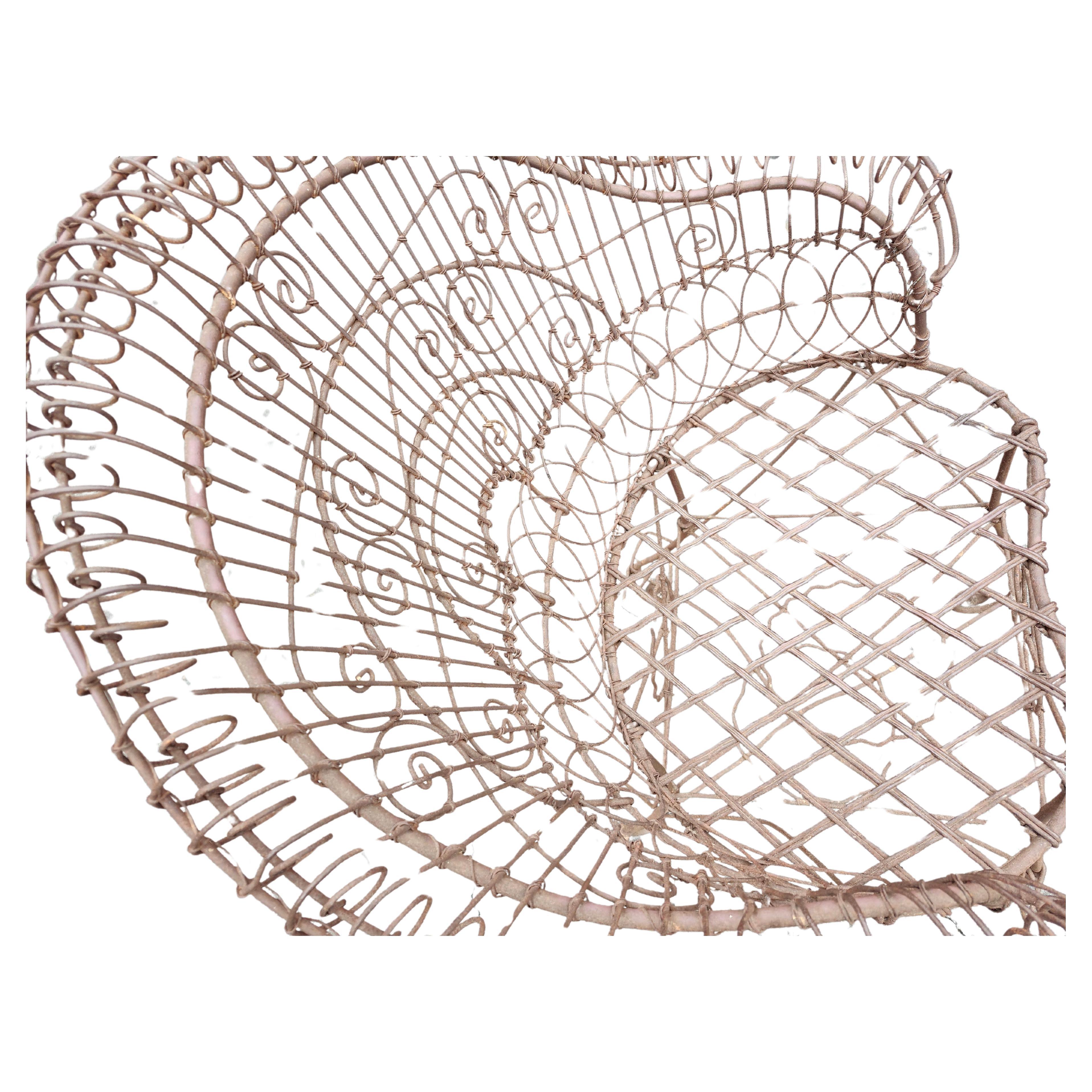 Late Victorian Victorian C1880 Garden Patio Wire Lounge Chair