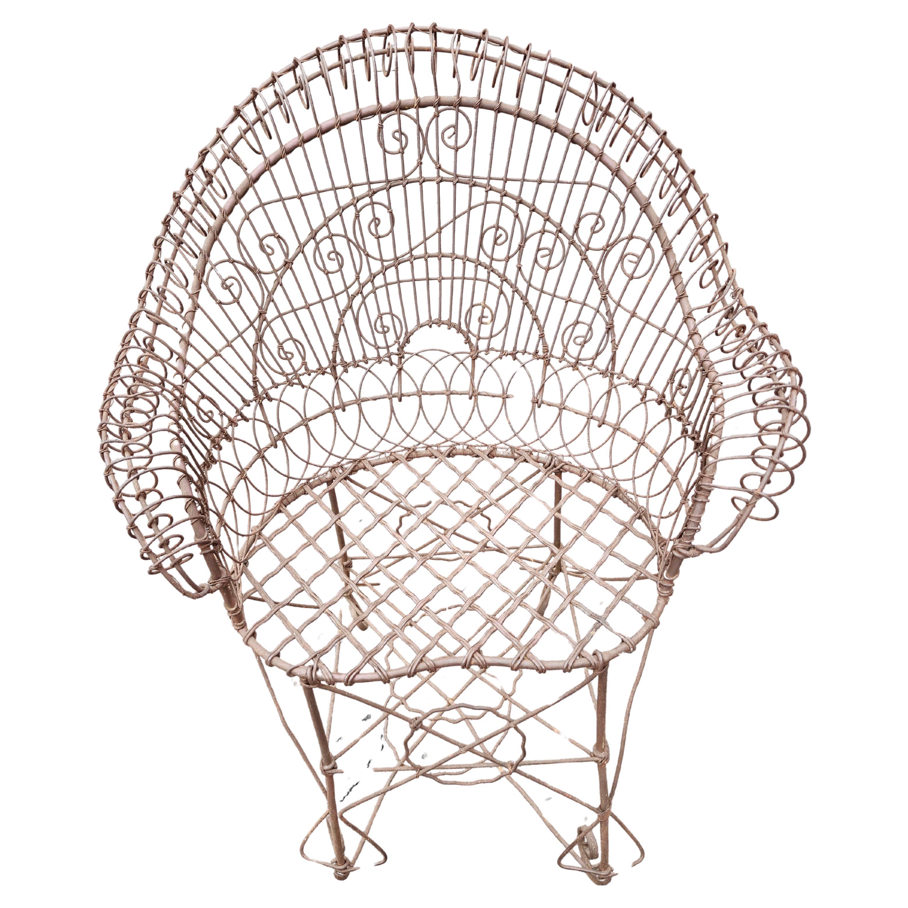 American Victorian C1880 Garden Patio Wire Lounge Chair