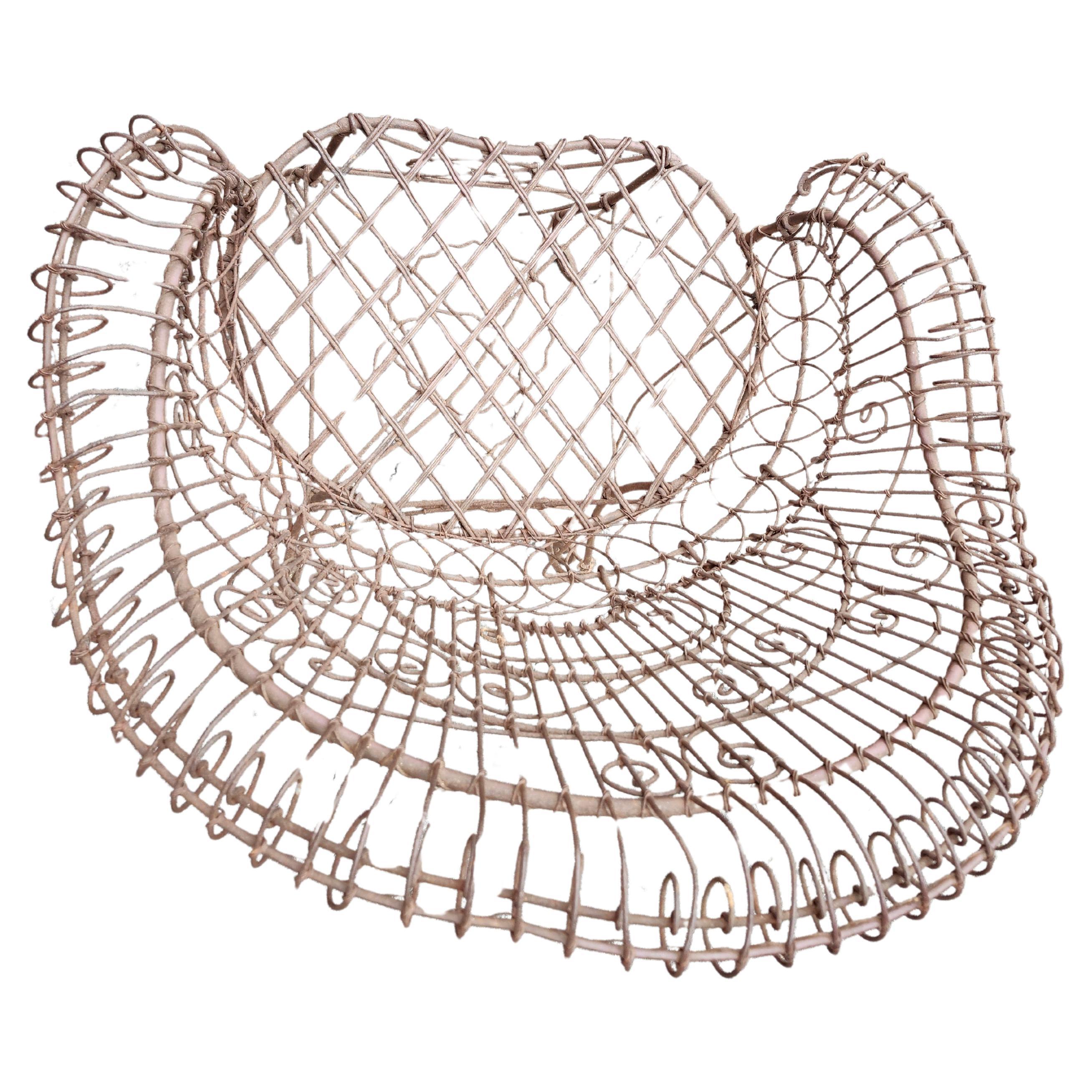 Hand-Crafted Victorian C1880 Garden Patio Wire Lounge Chair