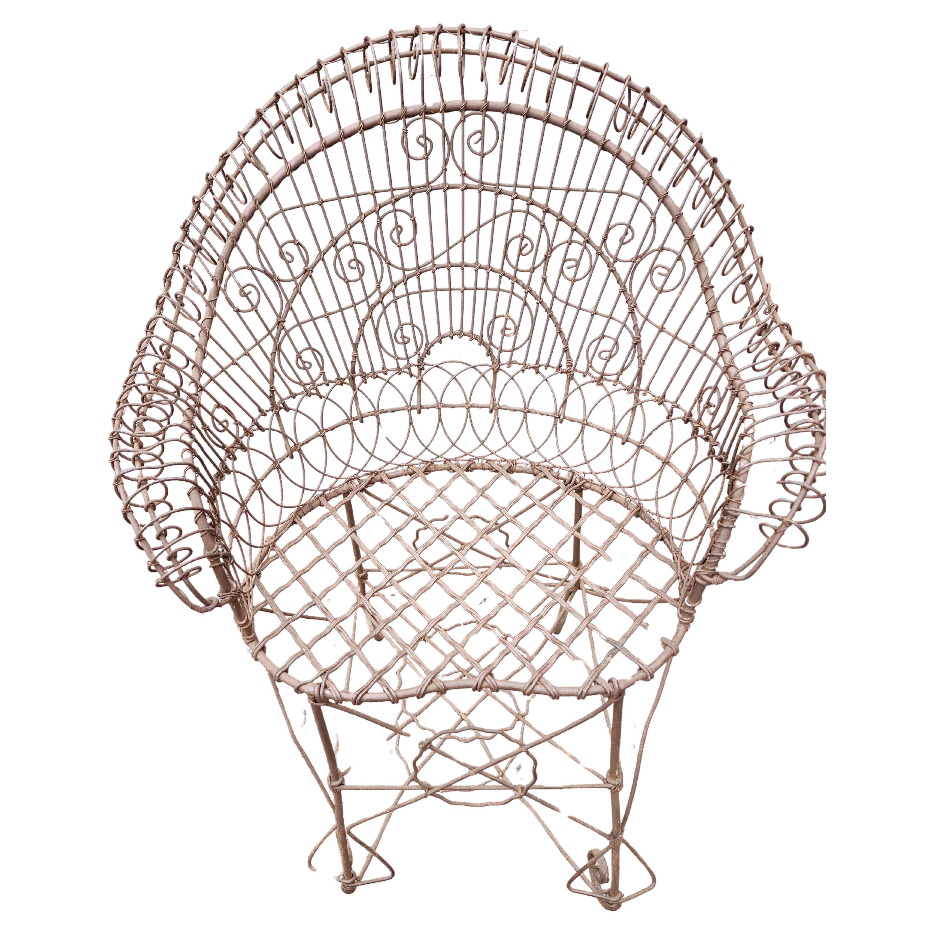 Late 19th Century Victorian C1880 Garden Patio Wire Lounge Chair