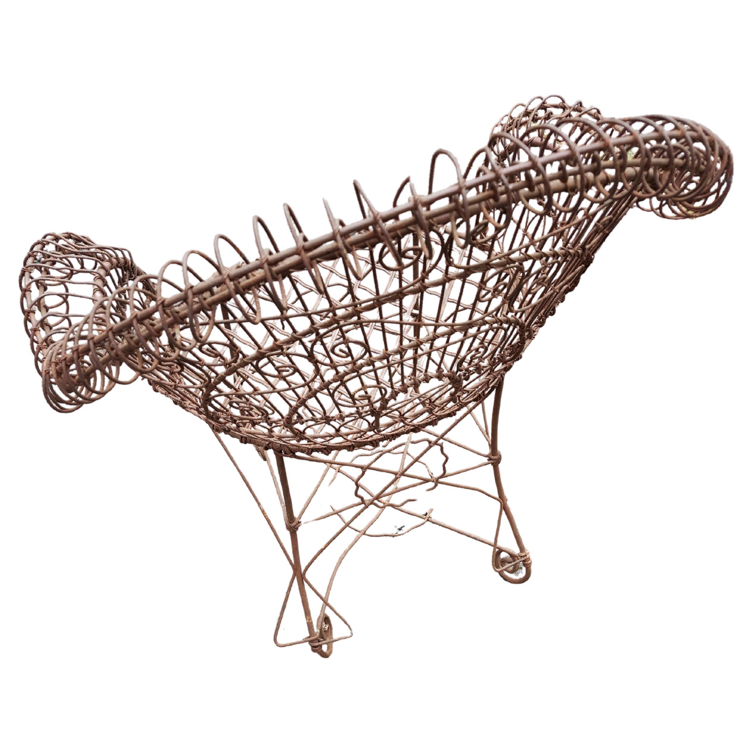 Victorian C1880 Garden Patio Wire Lounge Chair 2
