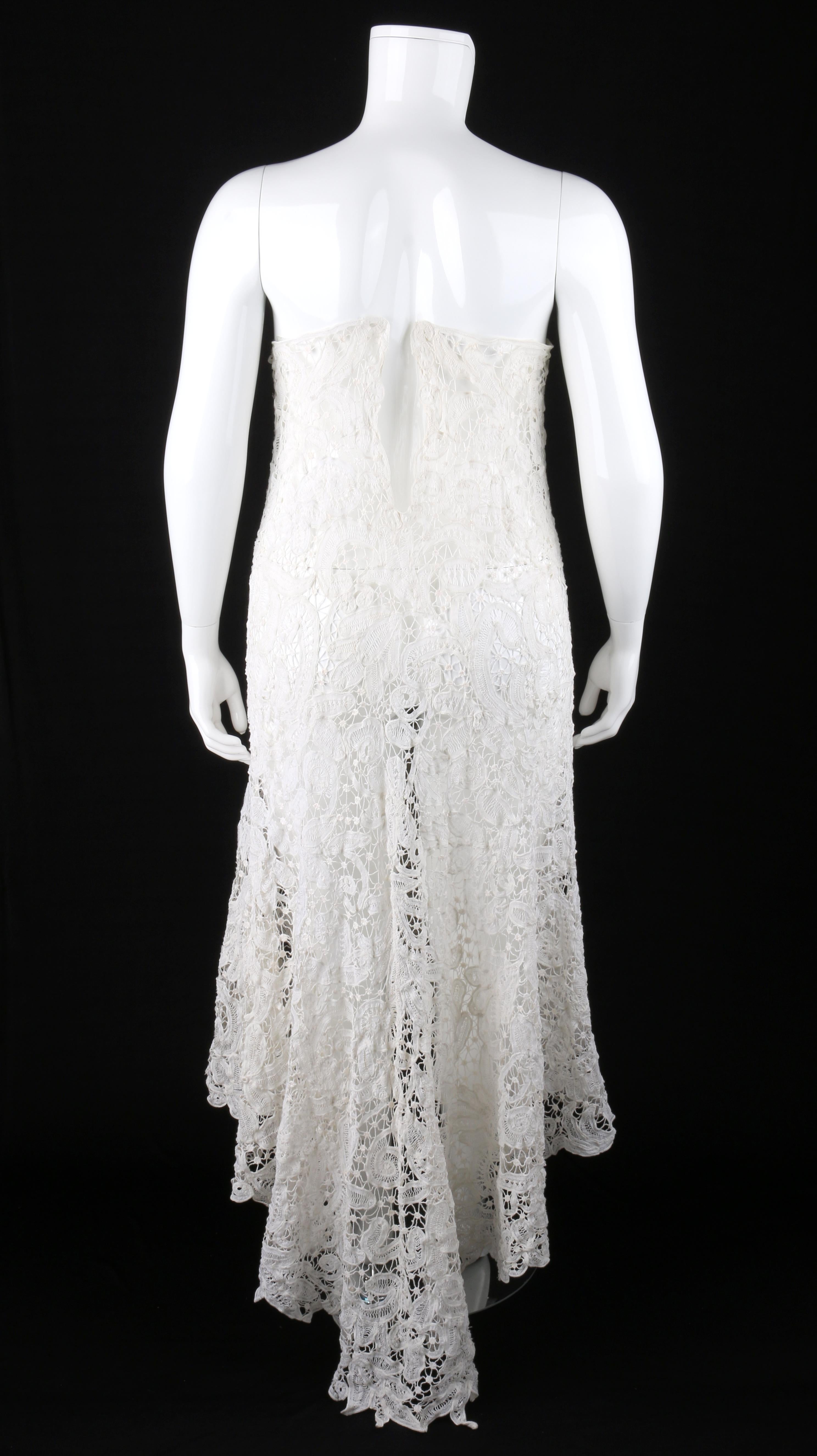 Women's VICTORIAN c.1900s OOAK White Gros Point De Venise Lace 4 Pc Skirt Top Sleeve Set