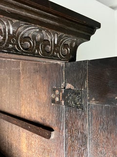 Victorian Cabinet ca. 1860 Oak Hand Carved Panels