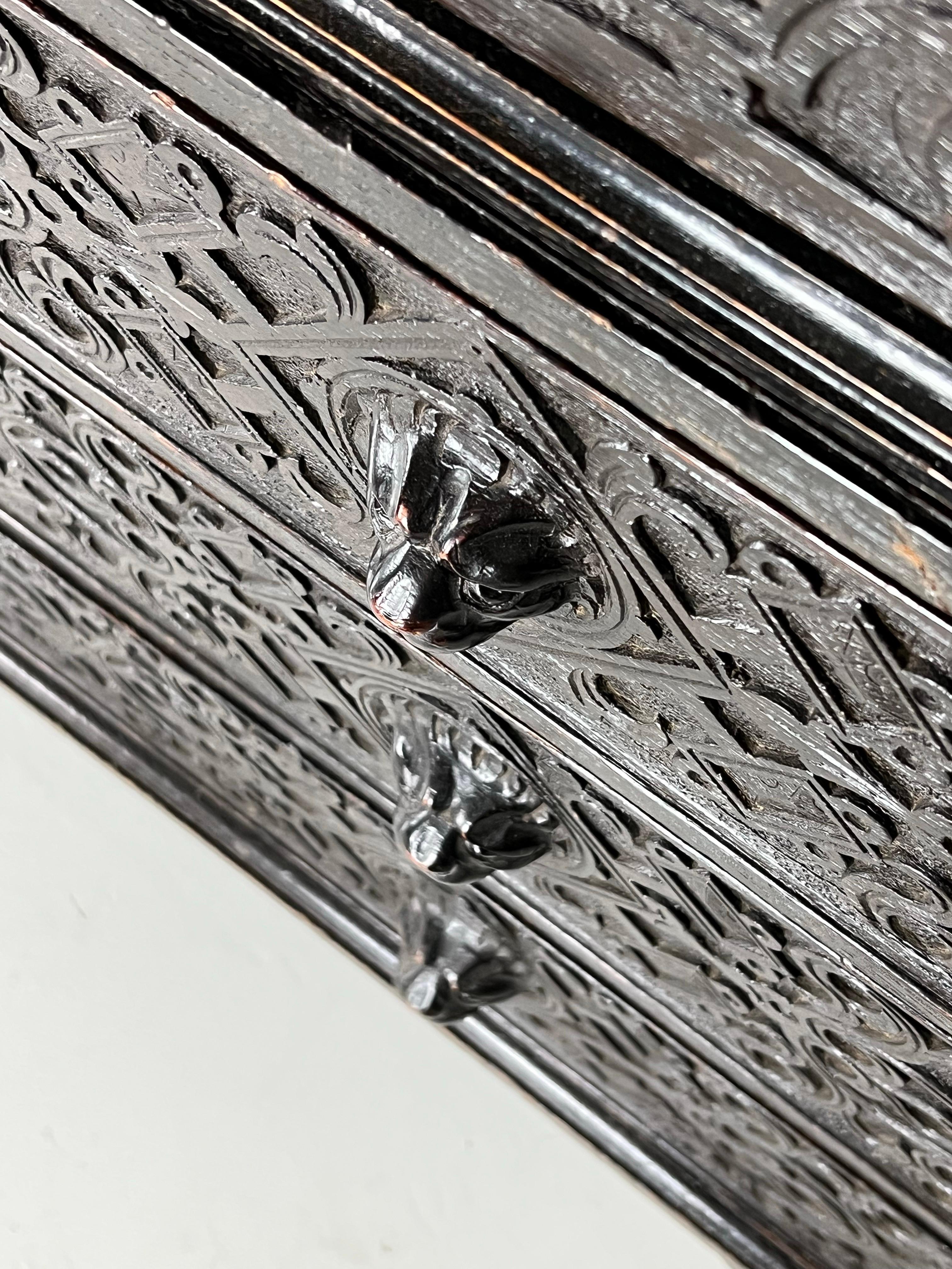 Mid-19th Century Victorian Cabinet ca. 1860 Oak Hand Carved Panels For Sale
