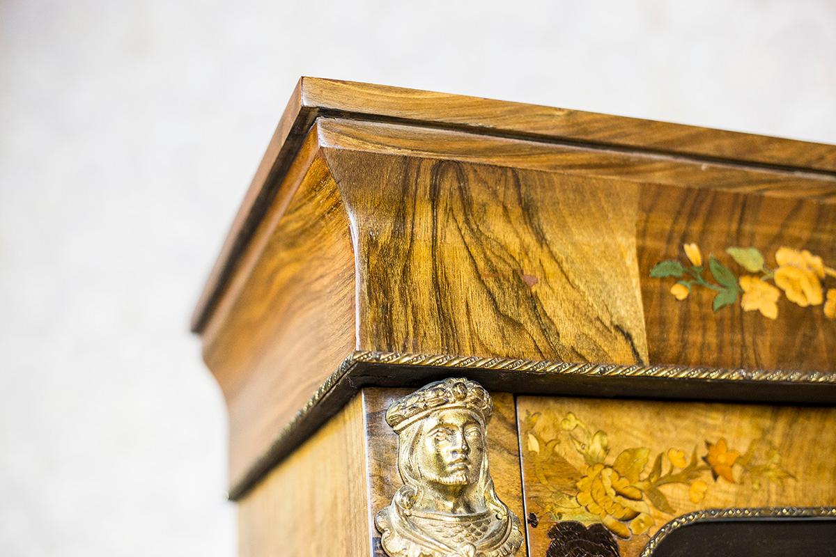 Brass Victorian Cabinet from the 19th Century Veneered with Walnut For Sale