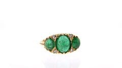 Victorian Cabochon Emerald Ring with Diamond Detail