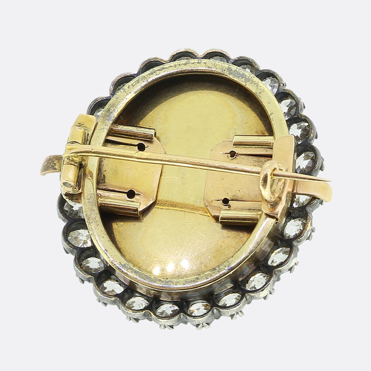 Victorian Cabochon Garnet and Diamond Bangle Brooch 2