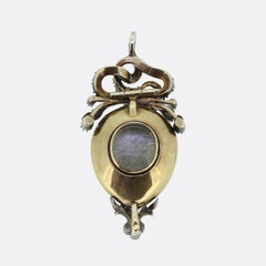 Viktorianischer Cabochon Granat und Diamant Schlange Medaillon Anhänger