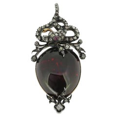 Viktorianischer Cabochon Granat und Diamant Schlange Medaillon Anhänger