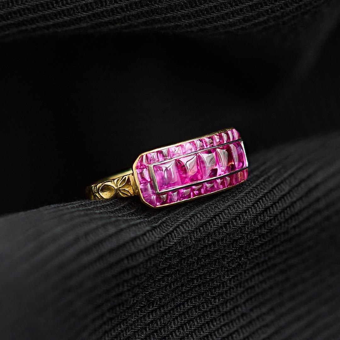 Viktorianischer Cabochon Rubin Ring im Angebot 1