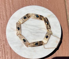 Victorian Cabochon Sapphire Bracelet in 14 Karat Gold