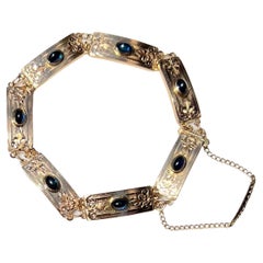 Viktorianisches Cabochon-Saphir-Armband aus 14 Karat Gold 