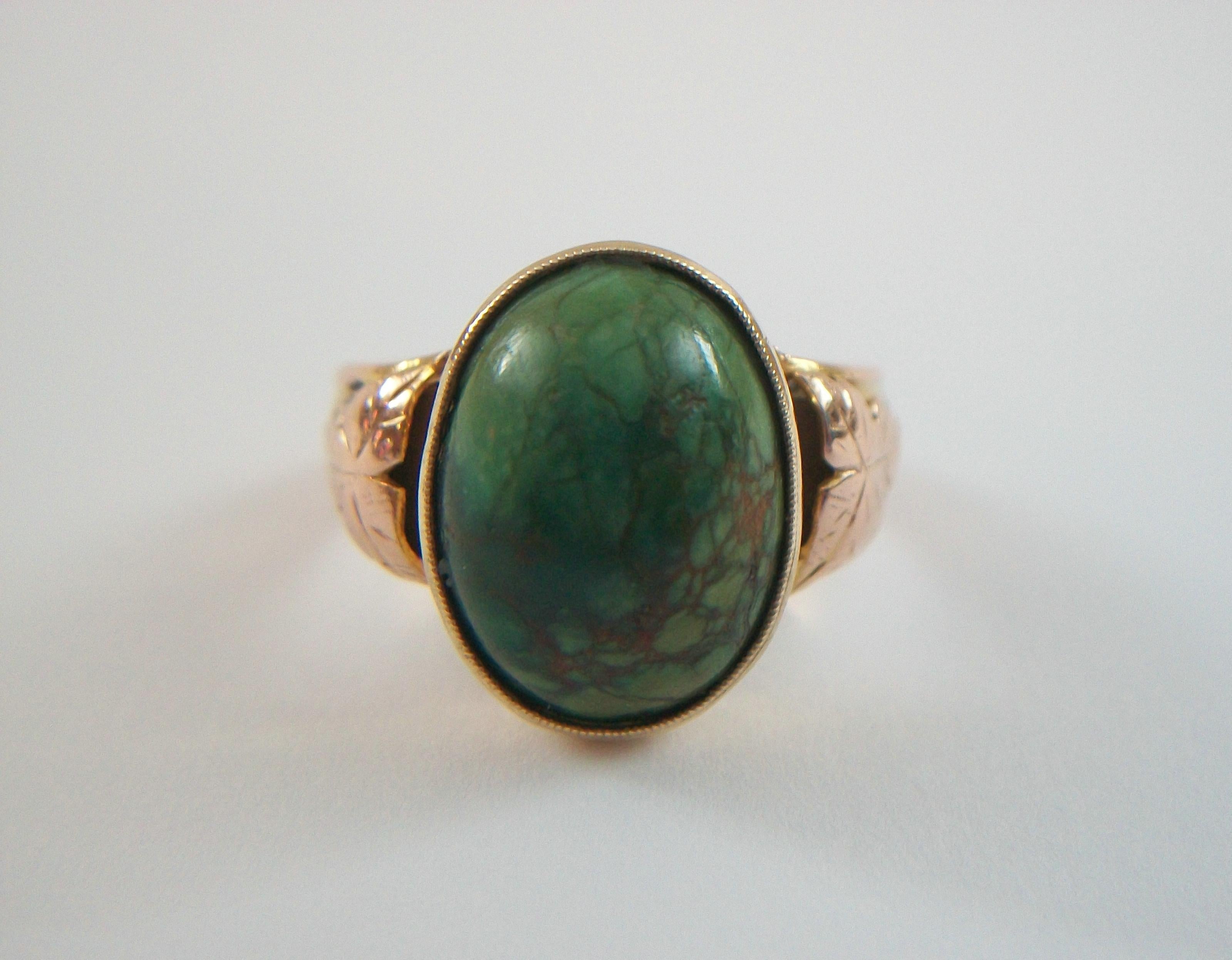 Victorian Cabochon Turquoise & 18K Gold Ring - United Kingdom - Circa 1900 For Sale 2