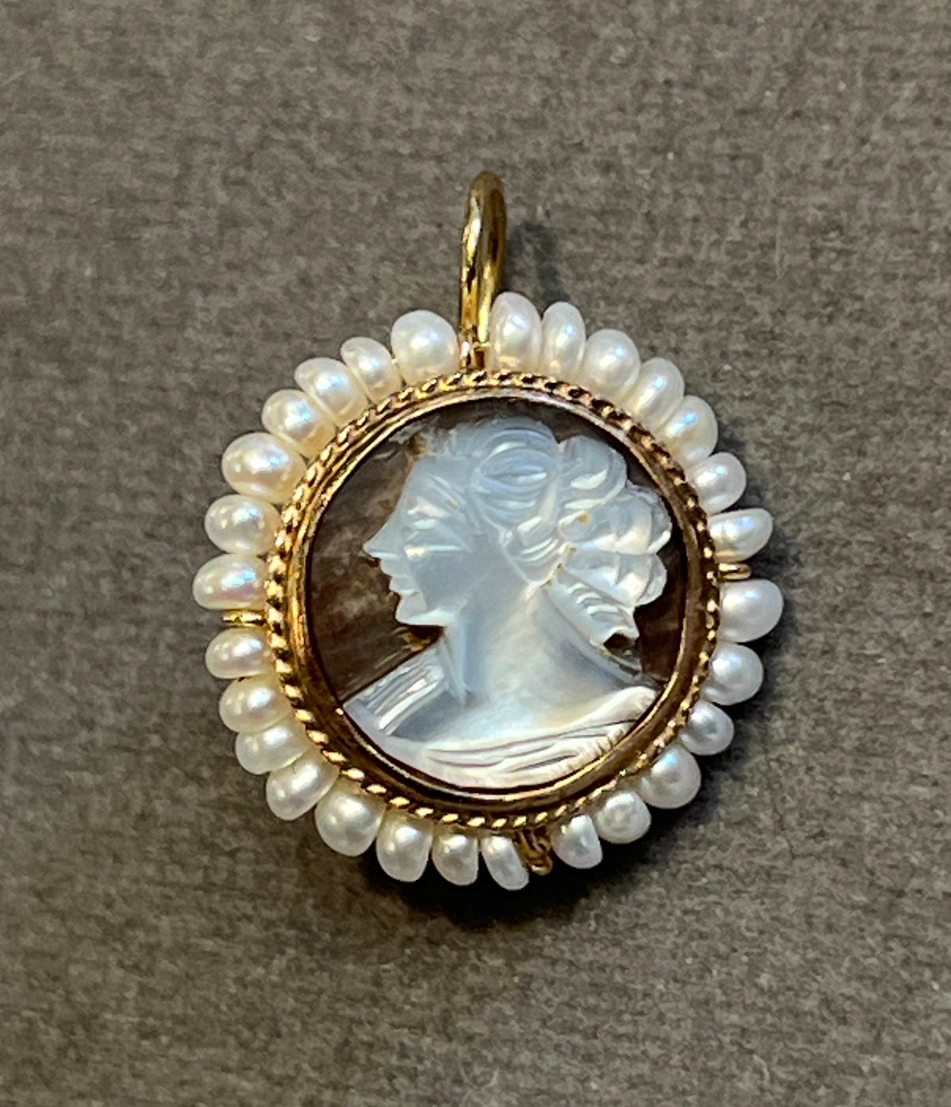 Victorian Cameo and Pearl Earrings For Sale 1