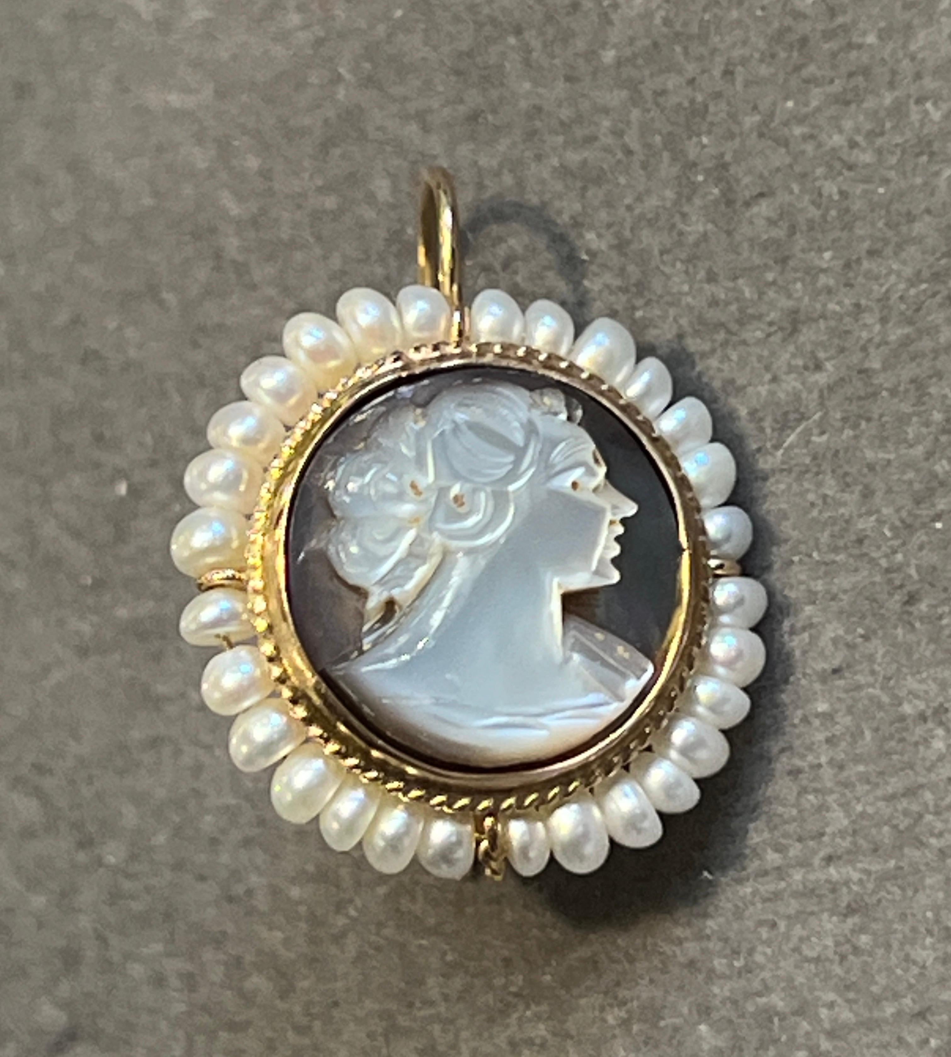 Victorian Cameo and Pearl Earrings For Sale 2
