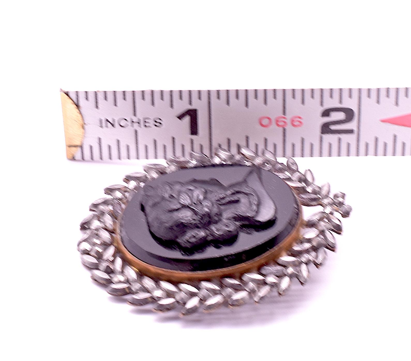 Women's Victorian Cameo Brooch of a Bacchante in French Jet and Cut Steel