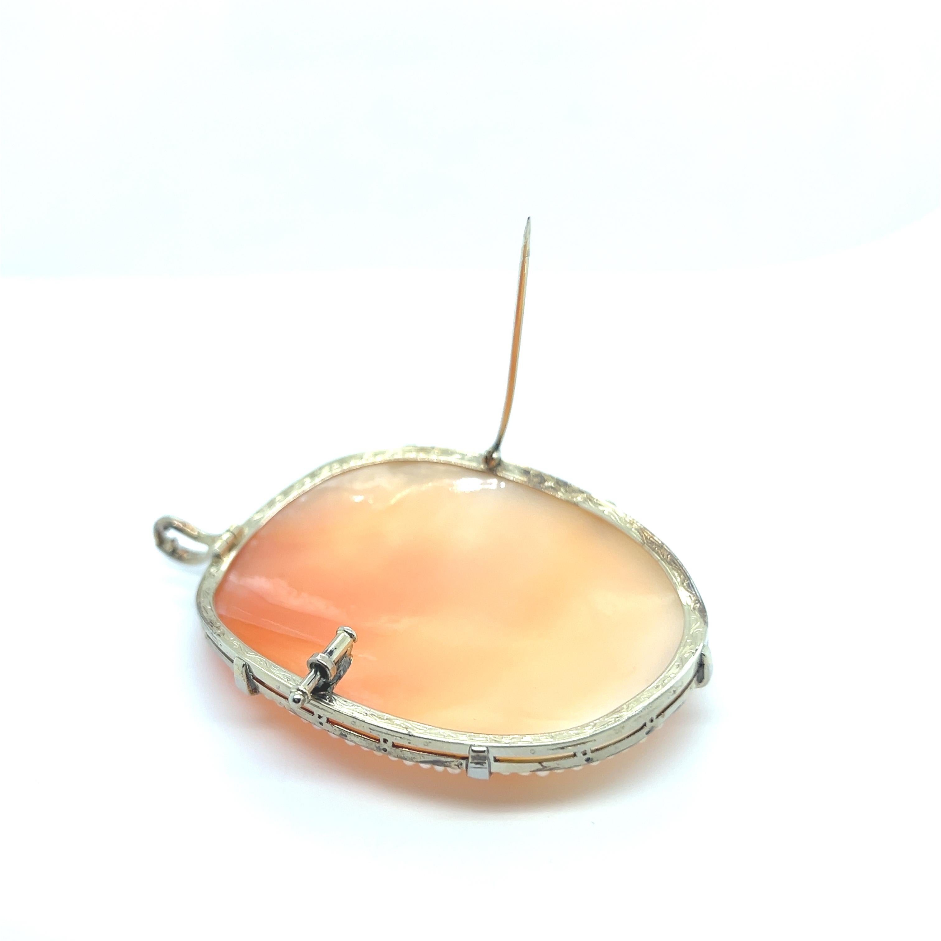 Victorian Cameo Brooch with Pearls & Damonds in Platinum For Sale 8