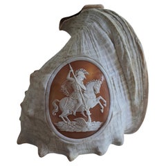 Coquillage victorien sculpté en forme de conque, vers 1880, dragon St George Dragon Antique