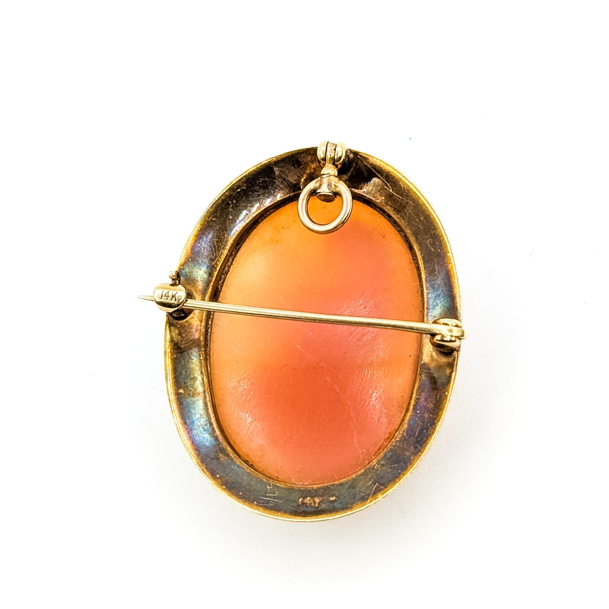 Pendentif camée victorien en or jaune 14k Excellent état - En vente à Bloomington, MN