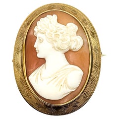 Pendentif camée victorien en or jaune 14k