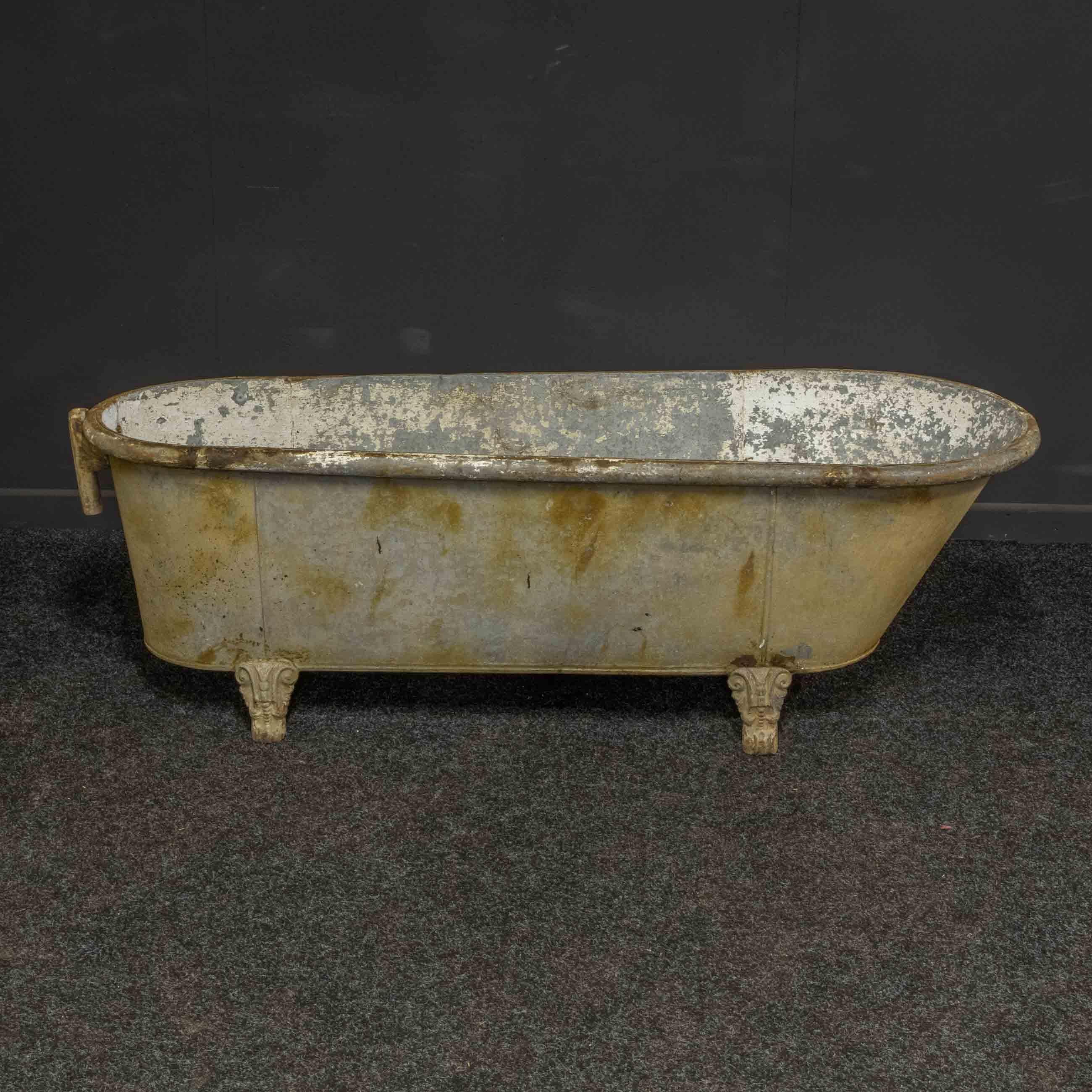 antique tin bathtub