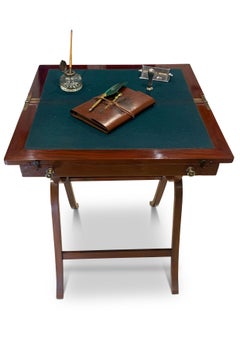 Regency Mahogany Campaign Coaching Table Folding Writing Desk & Games Table