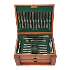 Scatola di posate vittoriana Campaigner Set di coltelli e forchette Rushworths Huddersfield