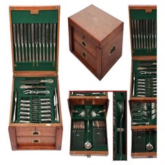 Victorian Campaign Cutlery Box Set Knife Fork Rushworths Huddersfield Victorian Campaign Cutlery Box Set Knife Fork Rushworths Huddersfield