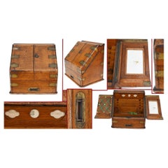 Juego de Escritorio de Campaña Victoriana Caja de Papelería Bandeja de Cartas 1890 Calendario