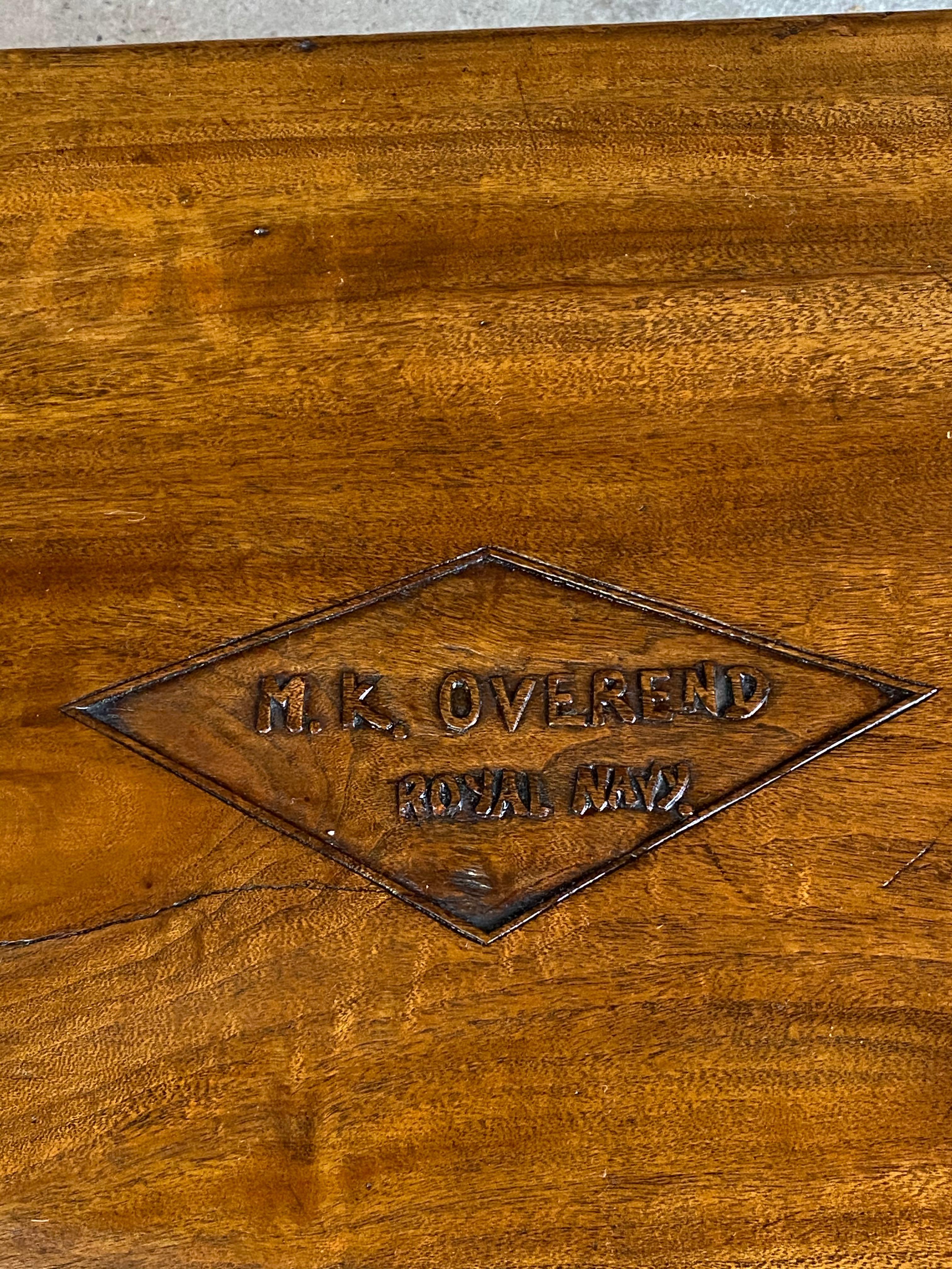 Late 19th Century Victorian Campaign Trunk Chest Teak Camphor Wood Royal Navy Interest, circa 1890