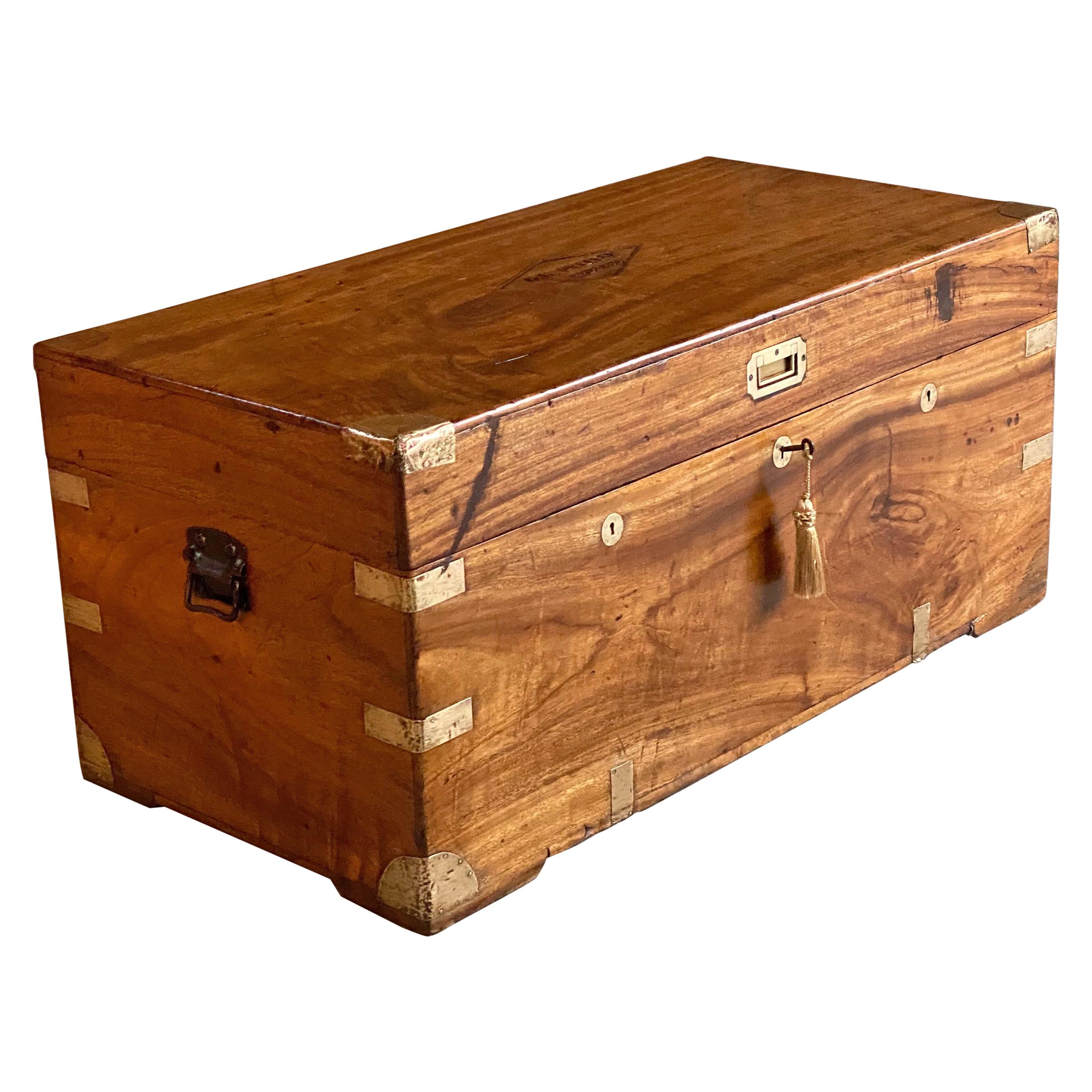 British colonial teak wood clothes trunk, India, c. 190020 at 1stdibs
