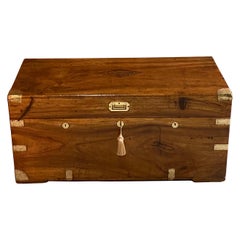 Victorian Campaign Trunk Chest Teak Camphor Wood Royal Navy Interest, circa 1890