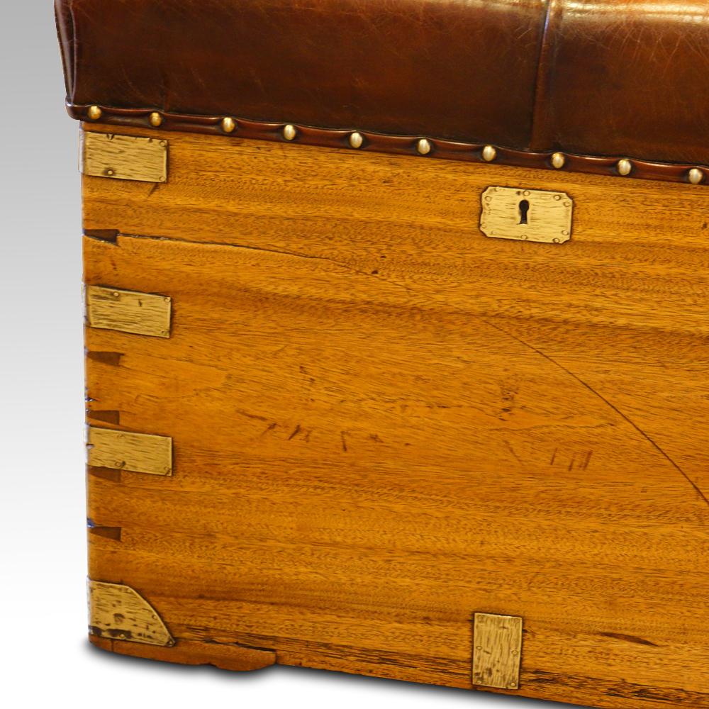 00Victorian camphorwood ottoman
This Victorian camphorwood ottoman was made circa 1870, commissioned by an officer for his service in the East. 
Originally, this antique trunk was made to transport an officer's uniforms, and his personal effects