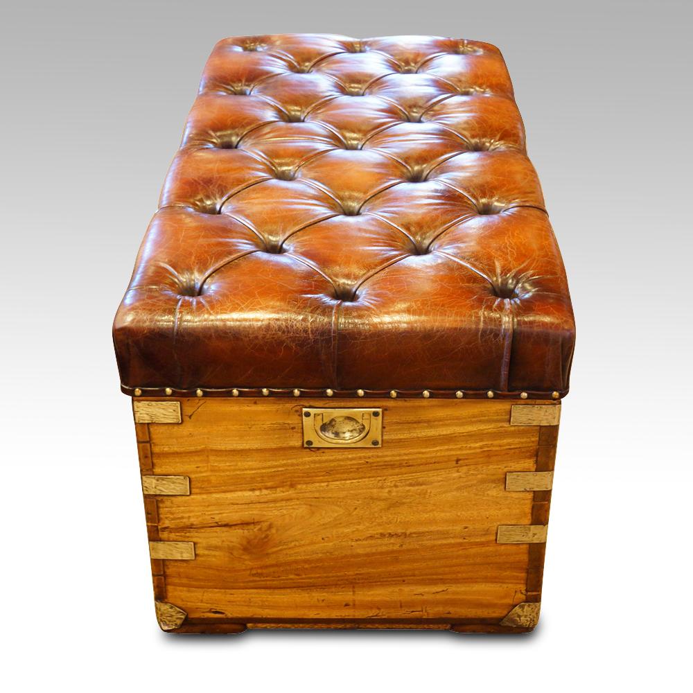 Campaign Victorian Camphorwood Ottoman For Sale
