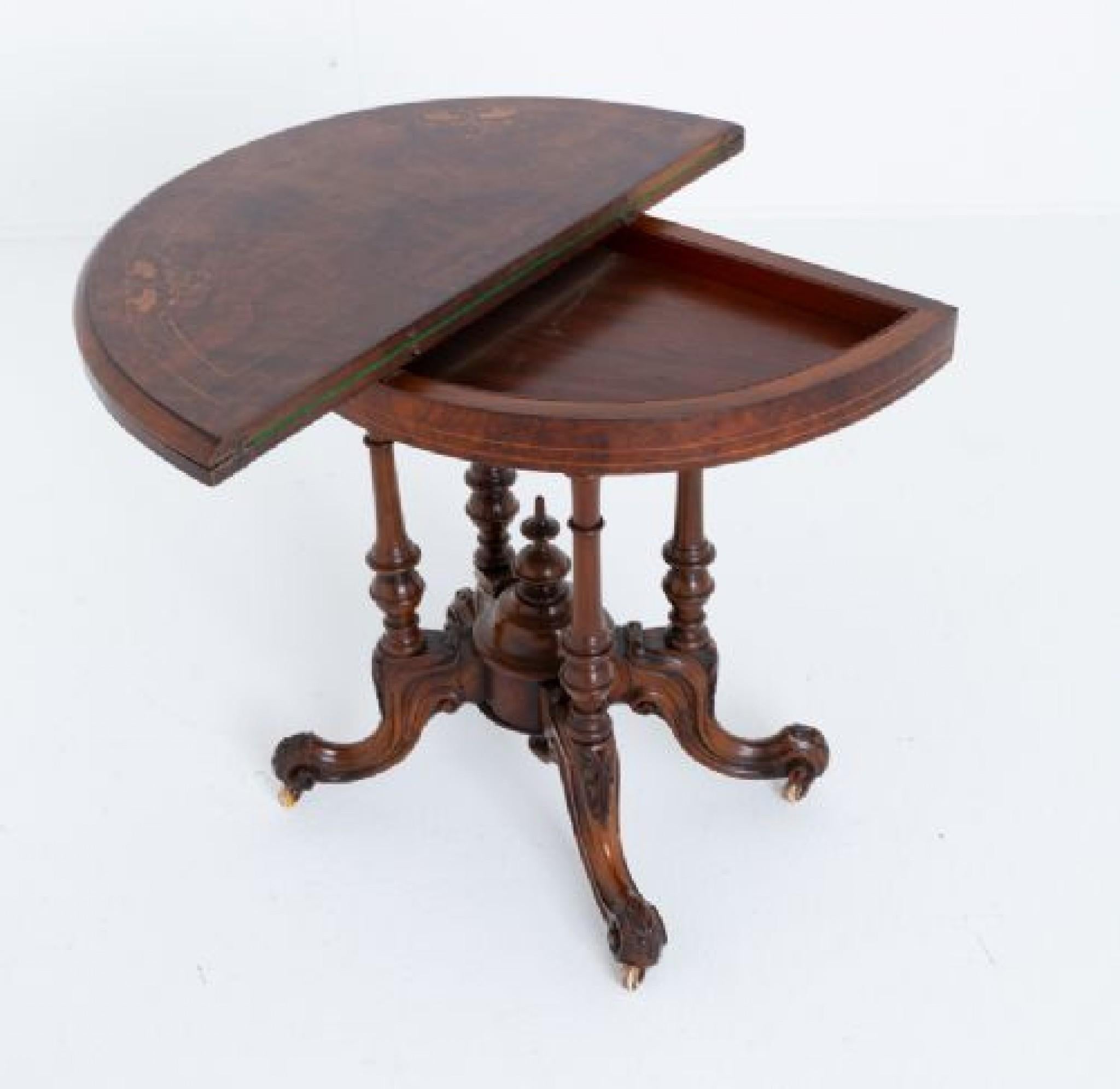 Victorian Card Games Table Walnut 1860 For Sale 2