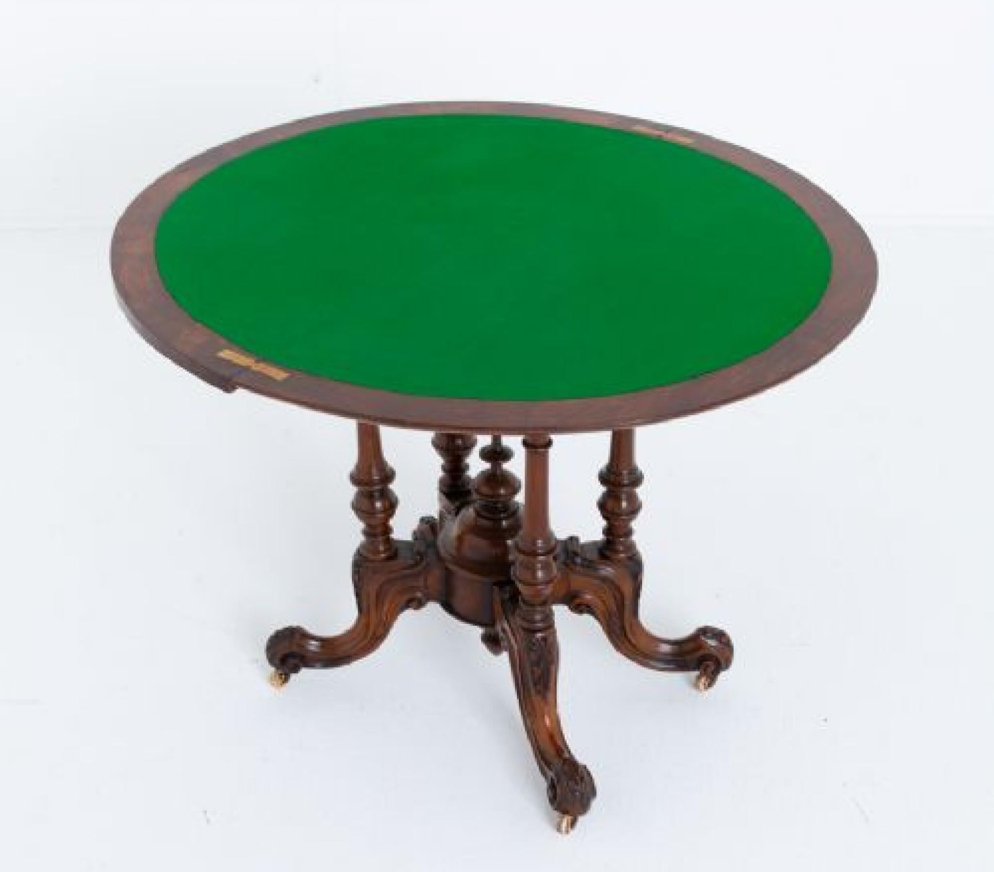 Victorian Card Games Table Walnut 1860 For Sale 3