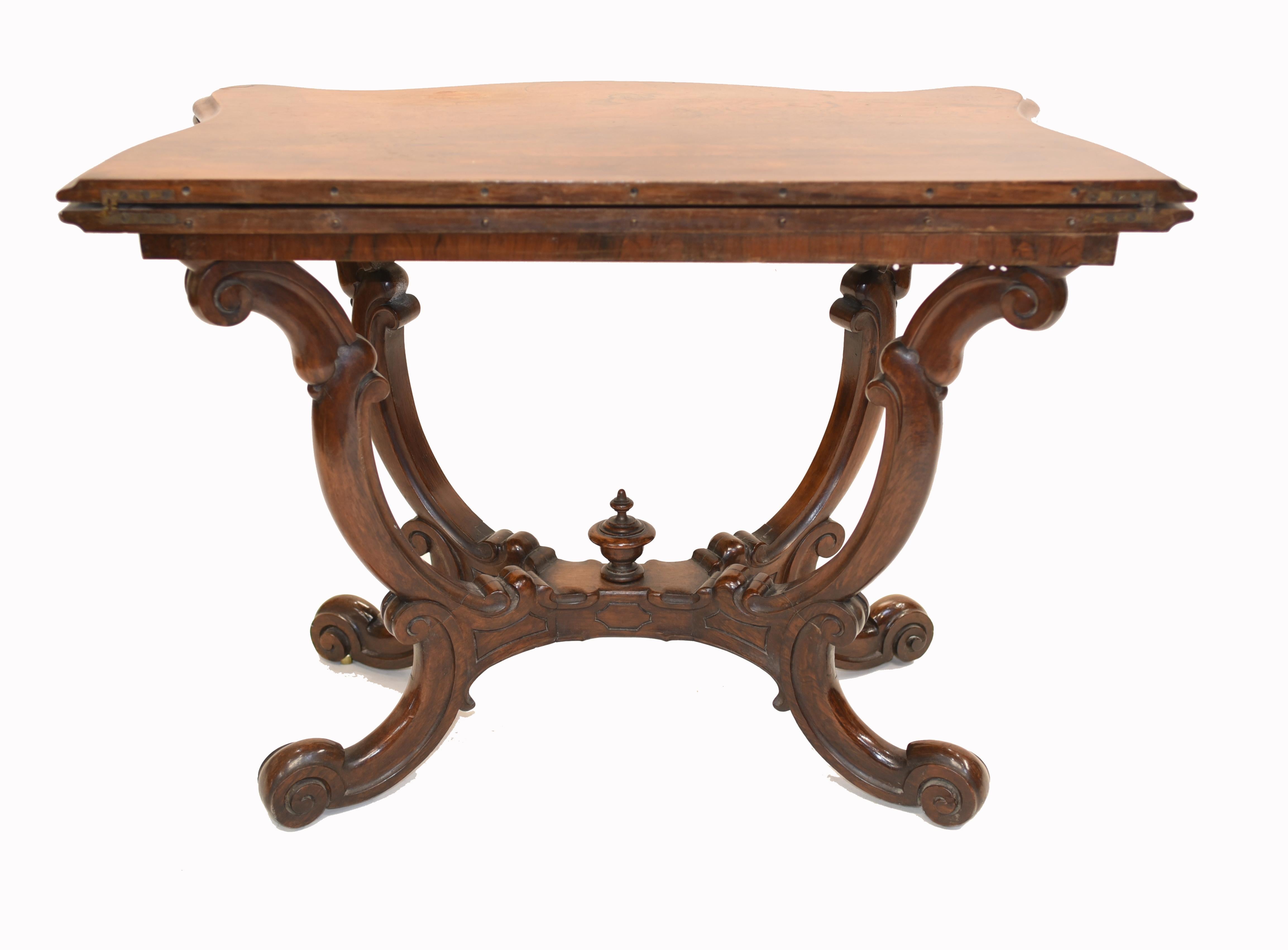 Victorian Card Table Antique Games Tables Rosewood 1880 For Sale 3