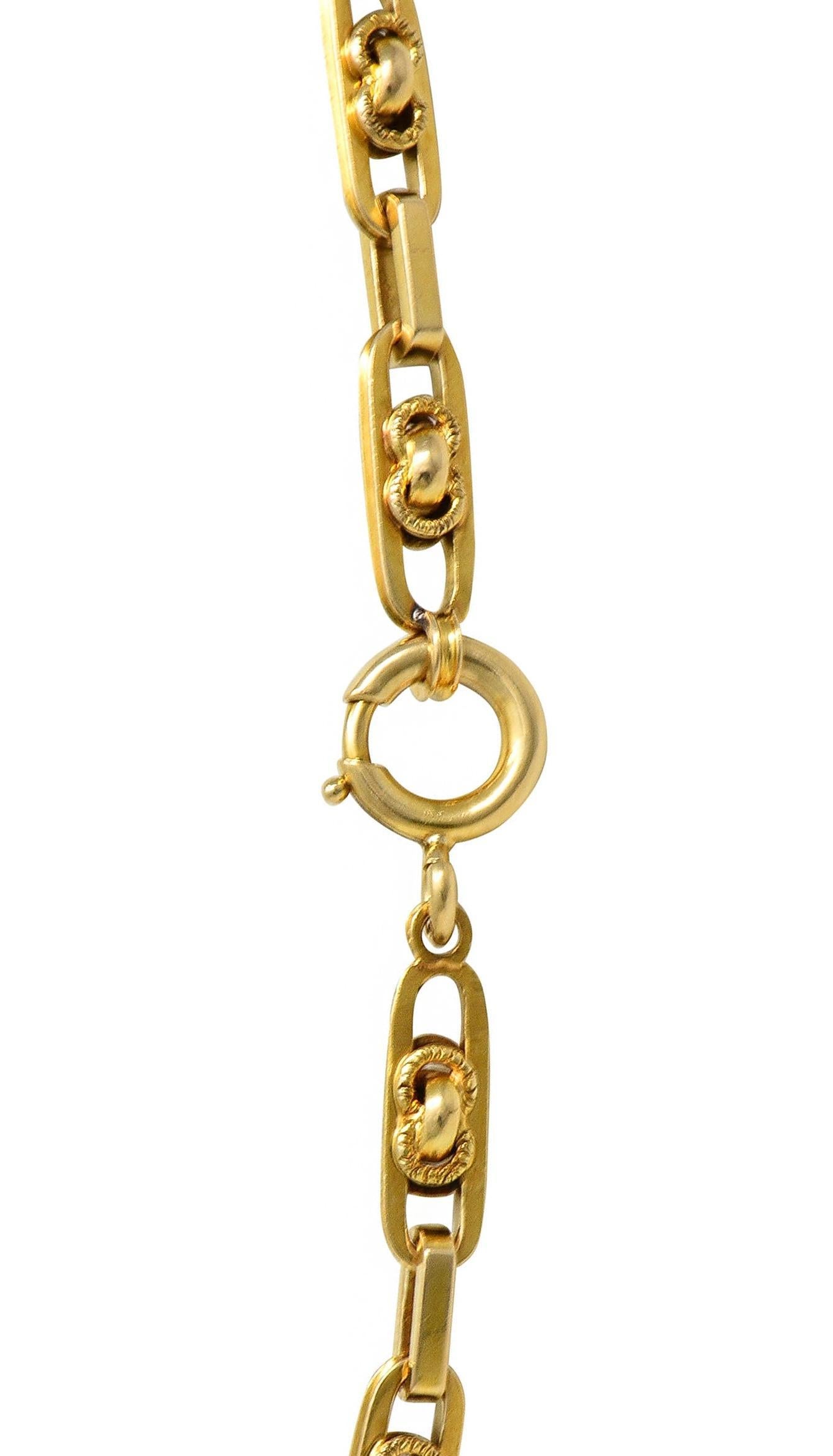 Collier pendentif camée ancien victorien en or 14 carats avec chaîne à maillons fantaisie en cornaline en vente 1