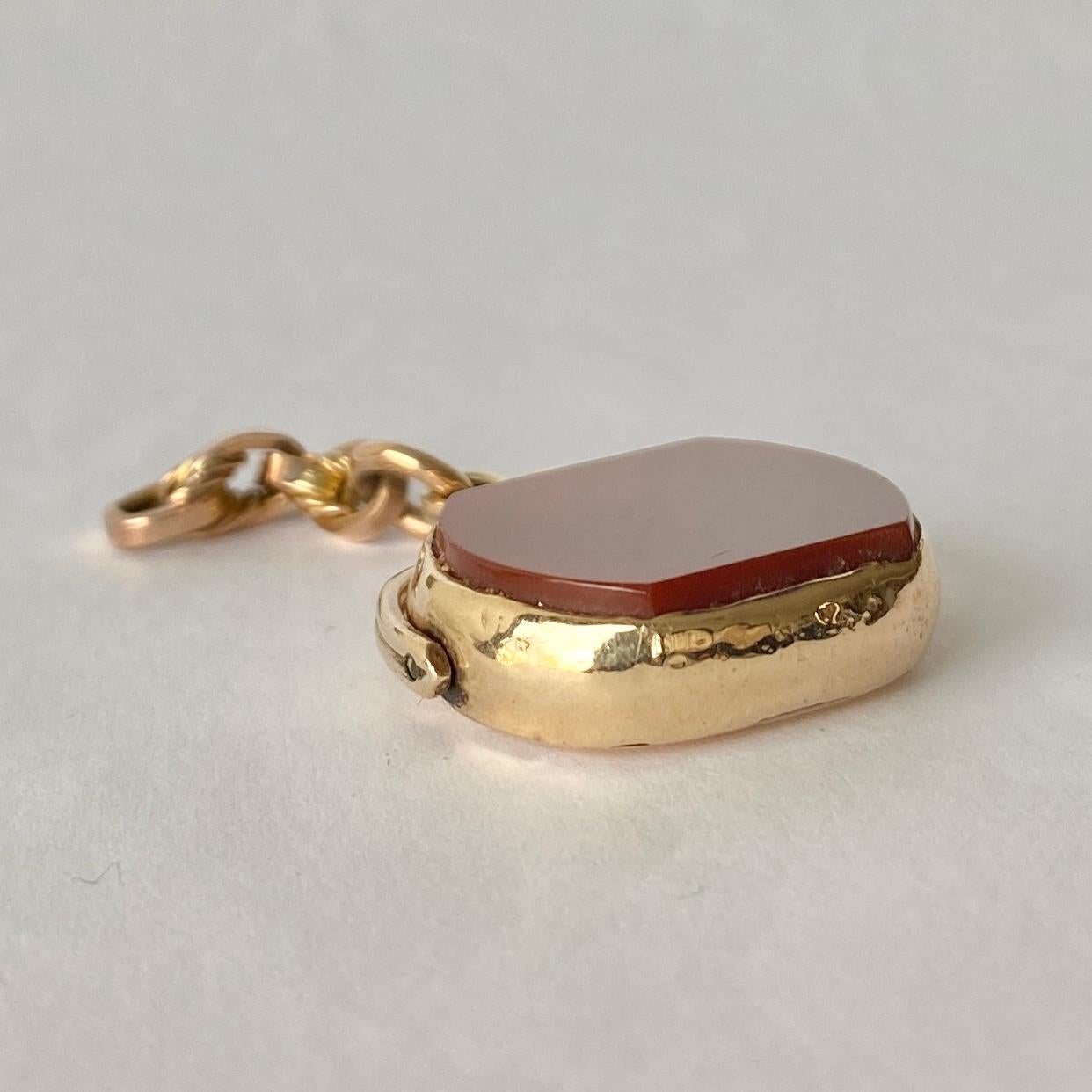 Cabochon Victorian Carnelian 9 Carat Gold Spinning Fob