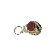 Victorian Carnelian, Bloodstone and Onyx Triple Swivel Fob