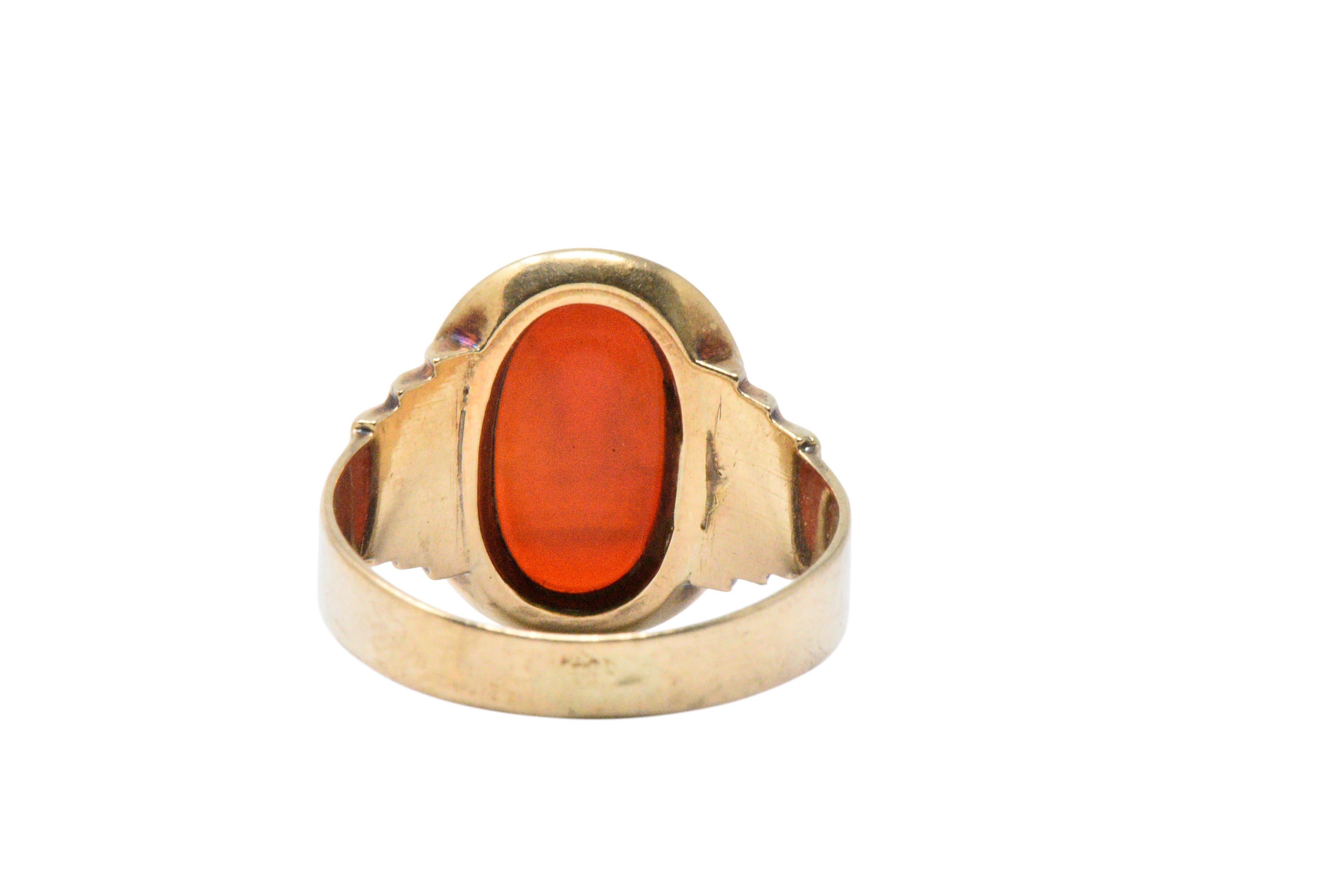 Victorian Carnelian Intaglio 14 Karat Gold Signet Unisex Men's Ring 2