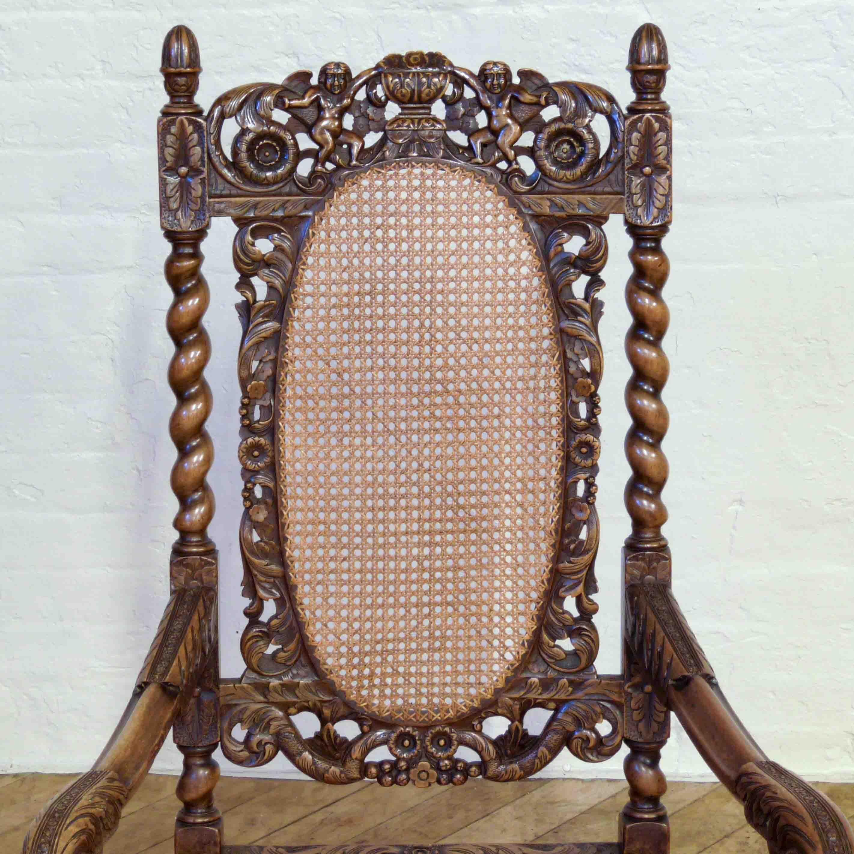 English Victorian Carolean Style Armchair