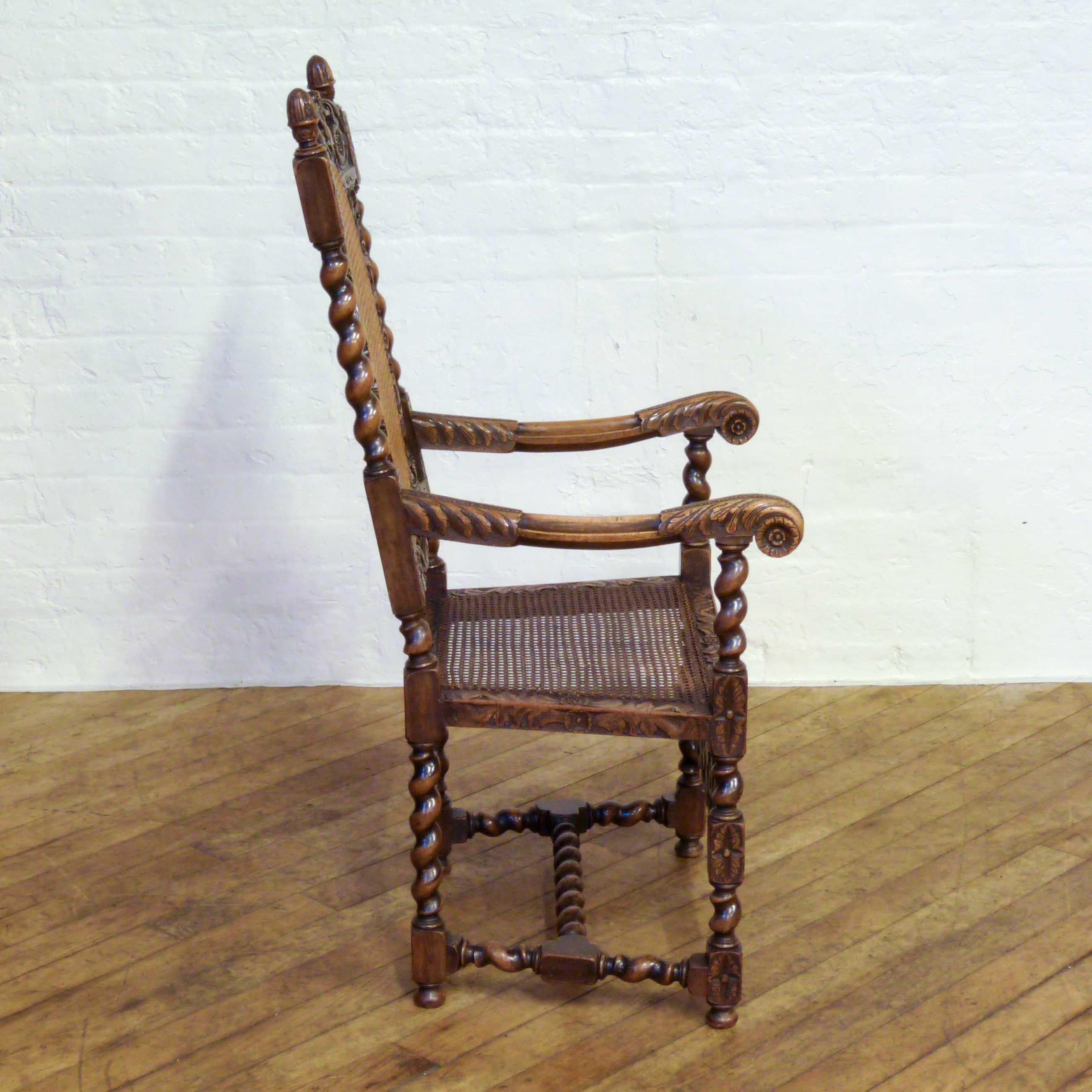 Late 19th Century Victorian Carolean Style Armchair