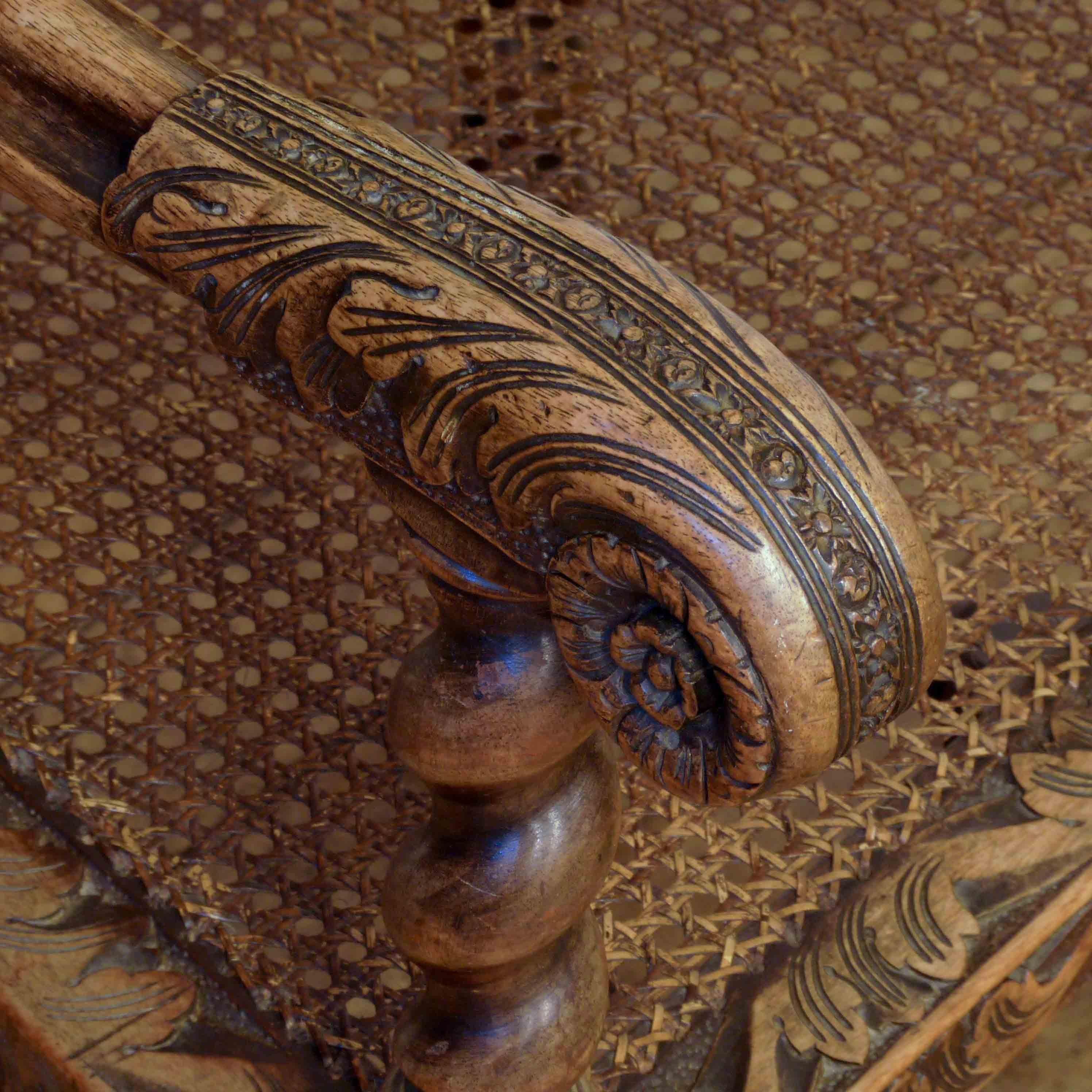 Walnut Victorian Carolean Style Armchair