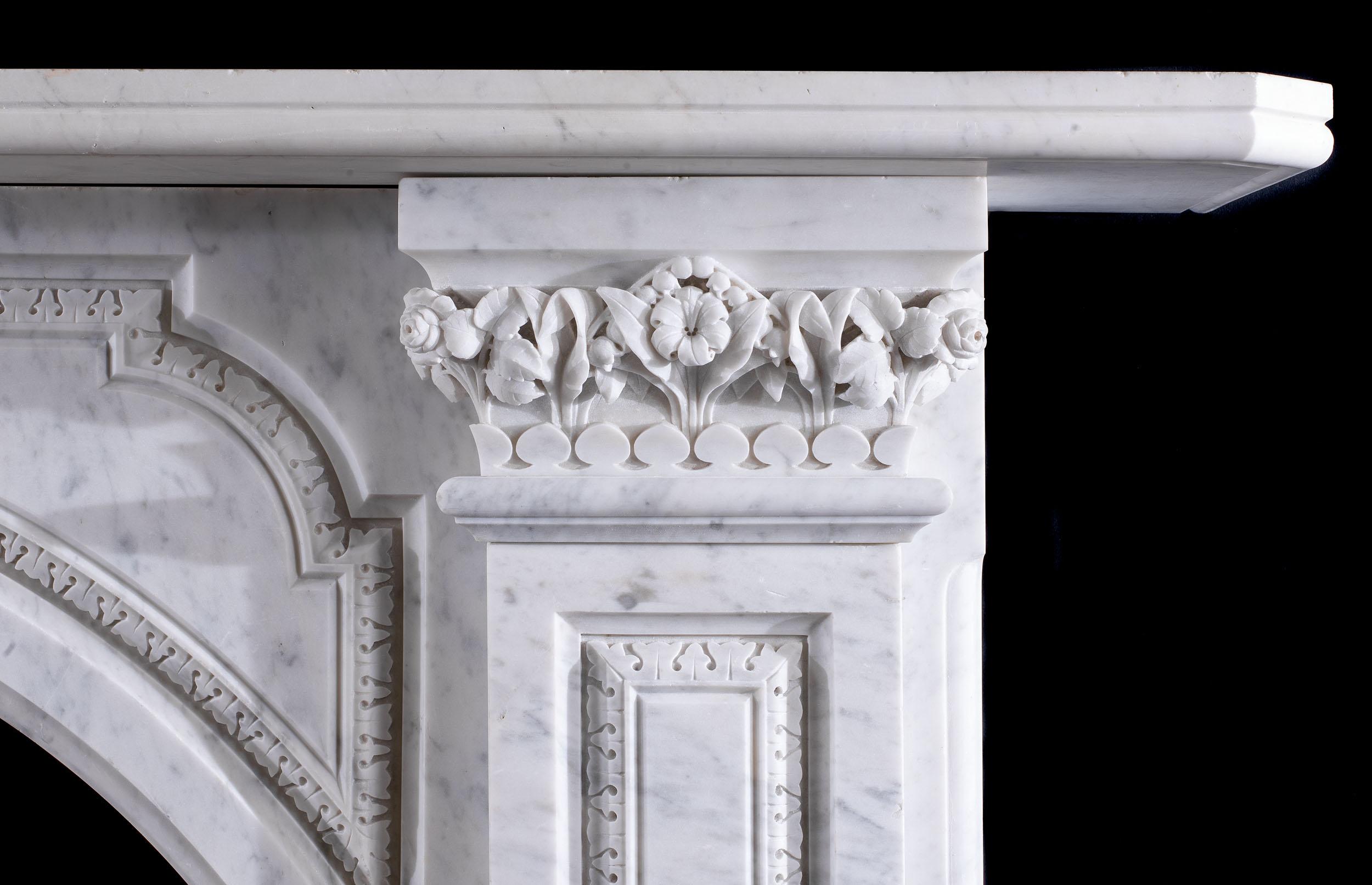 Victorian Carrara Marble Arched Fireplace In Good Condition In London, GB