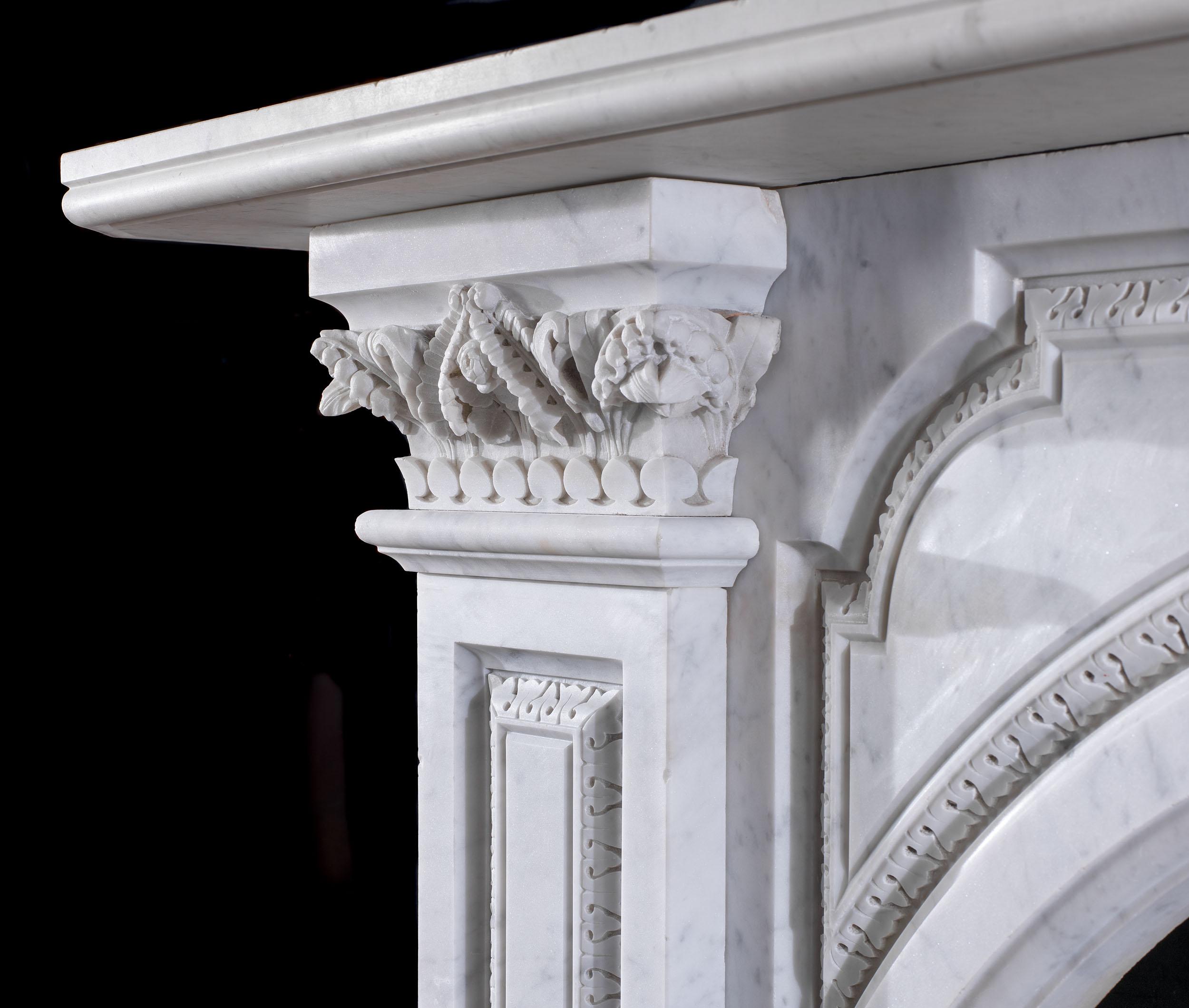 Victorian Carrara Marble Arched Fireplace 1