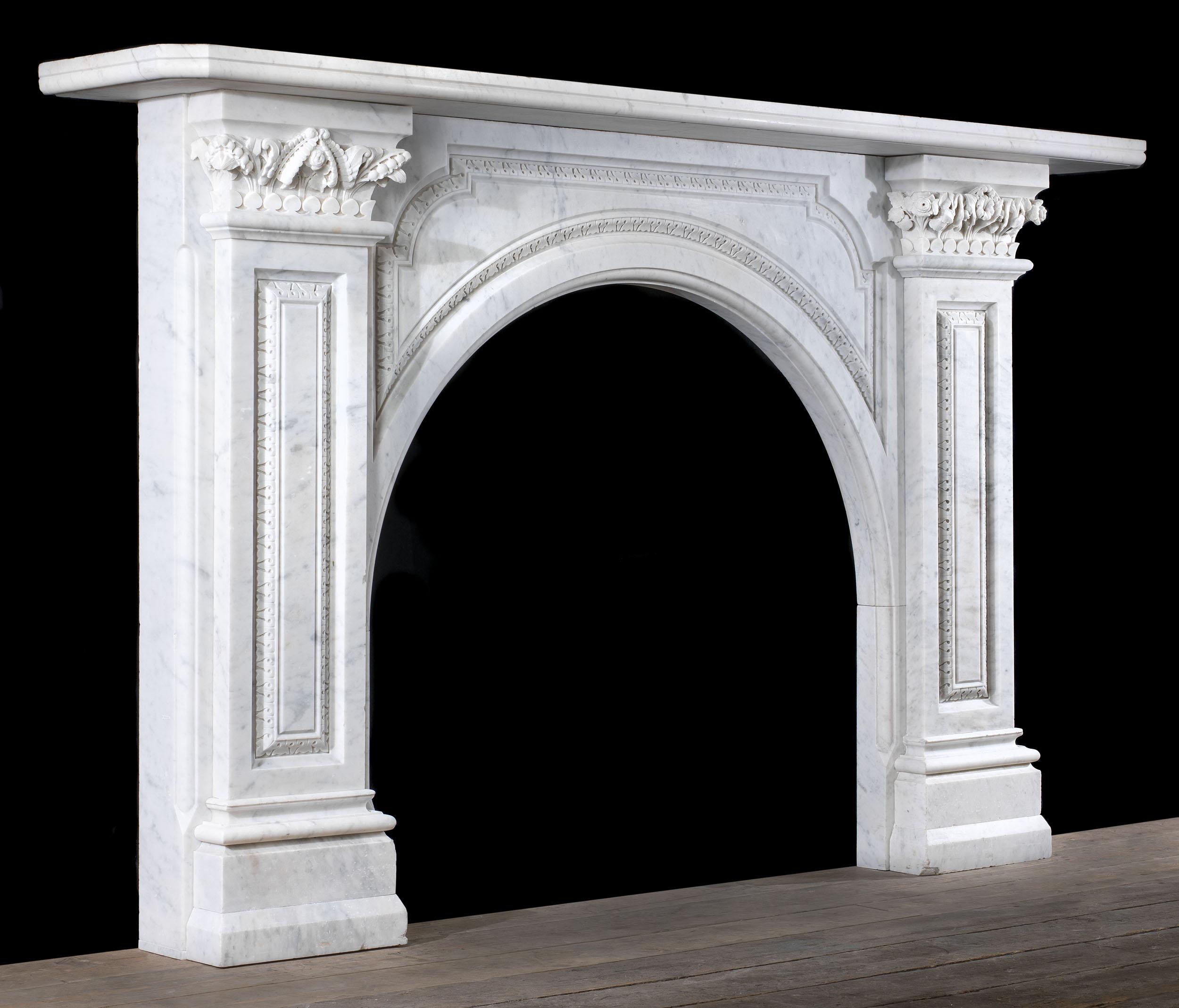 Victorian Carrara Marble Arched Fireplace 2
